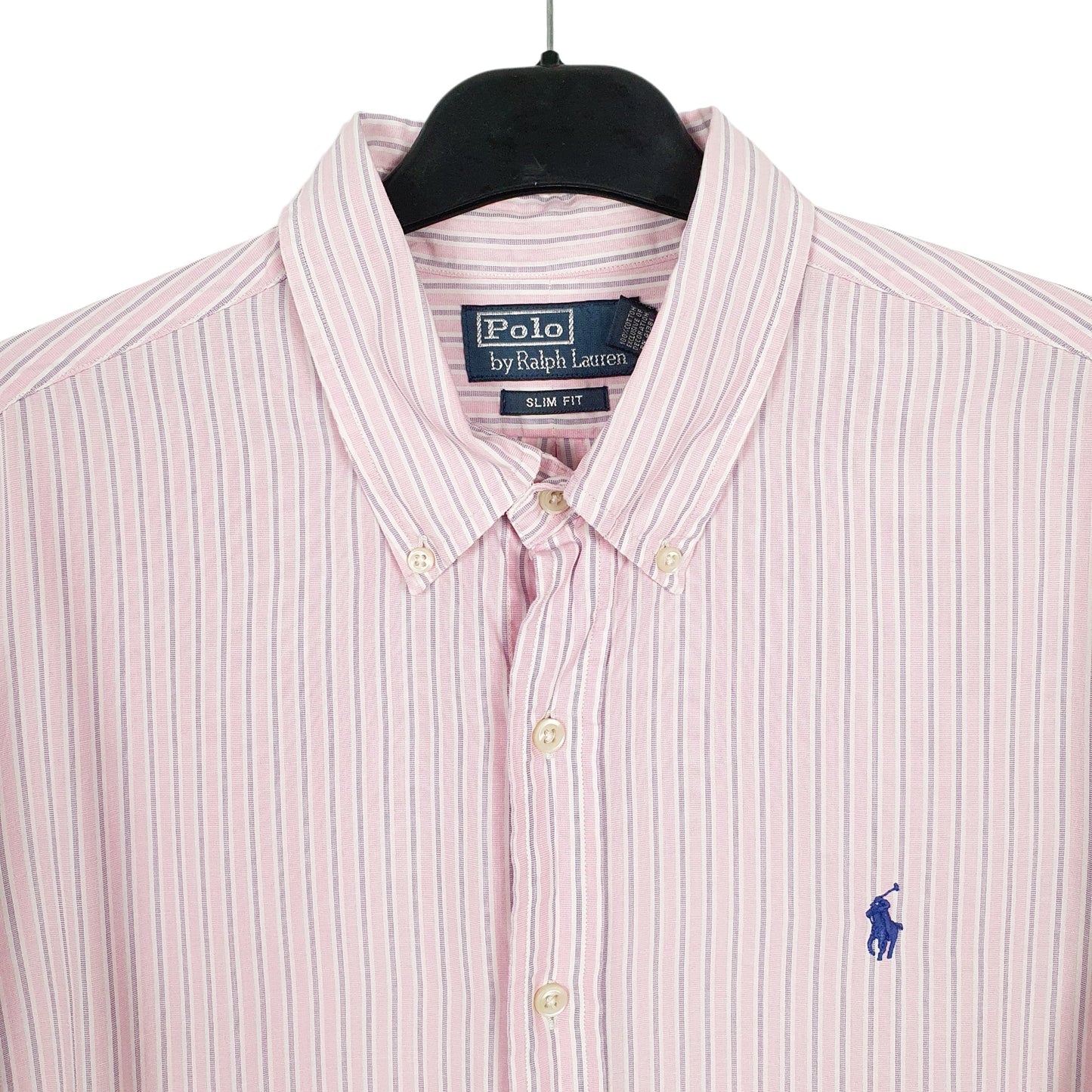 Ralph Lauren Short Sleeve Slim Fit Pinstripe Shirt Pink