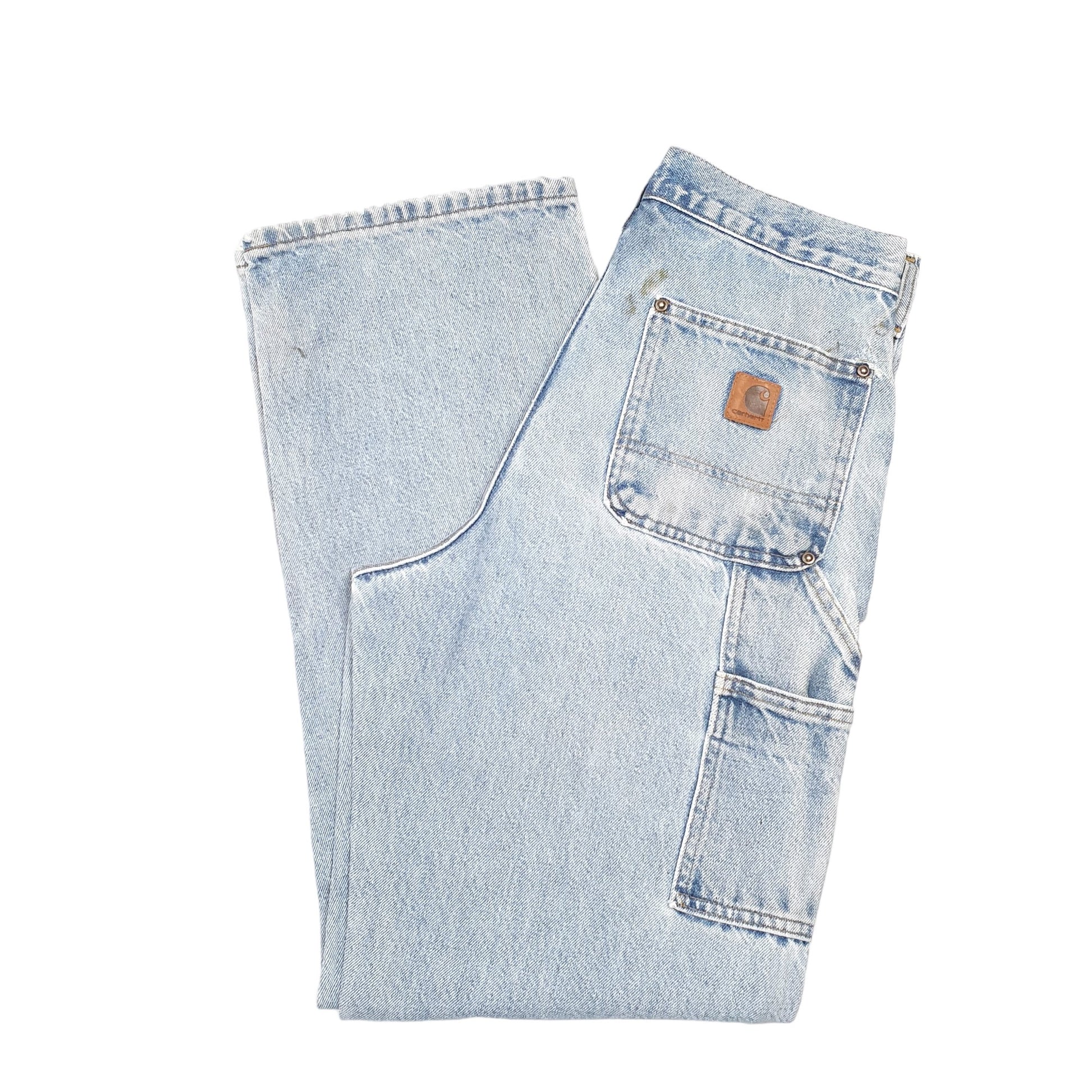 Mens Blue Carhartt Double Knee Riveted Carpenter JeansW30 L32