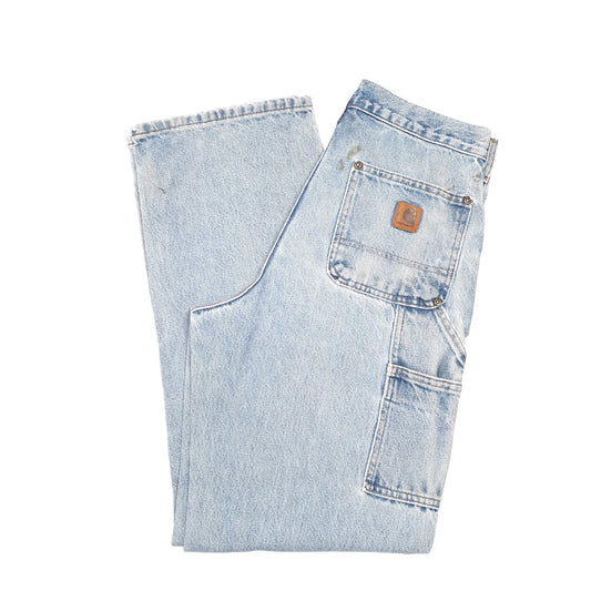 Mens Blue Carhartt Double Knee Riveted Carpenter JeansW30 L32
