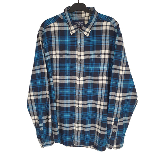 American Eagle Flannel Shacket Long Sleeve Regular Fit Check Shirt Blue