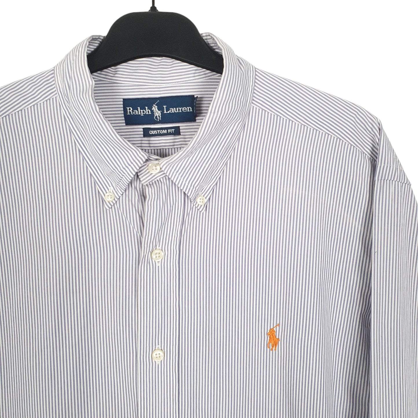 Ralph Lauren Long Sleeve Custom Fit Striped Shirt Blue