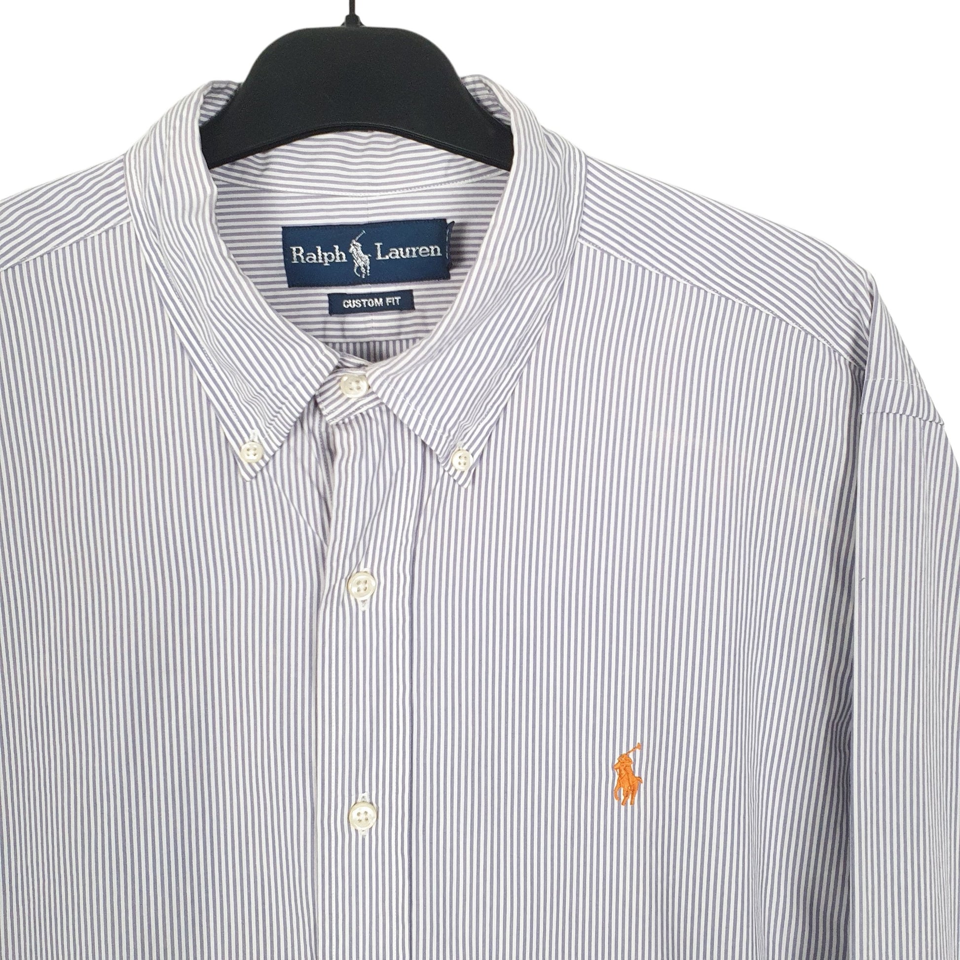 Ralph Lauren Long Sleeve Custom Fit Striped Shirt Blue