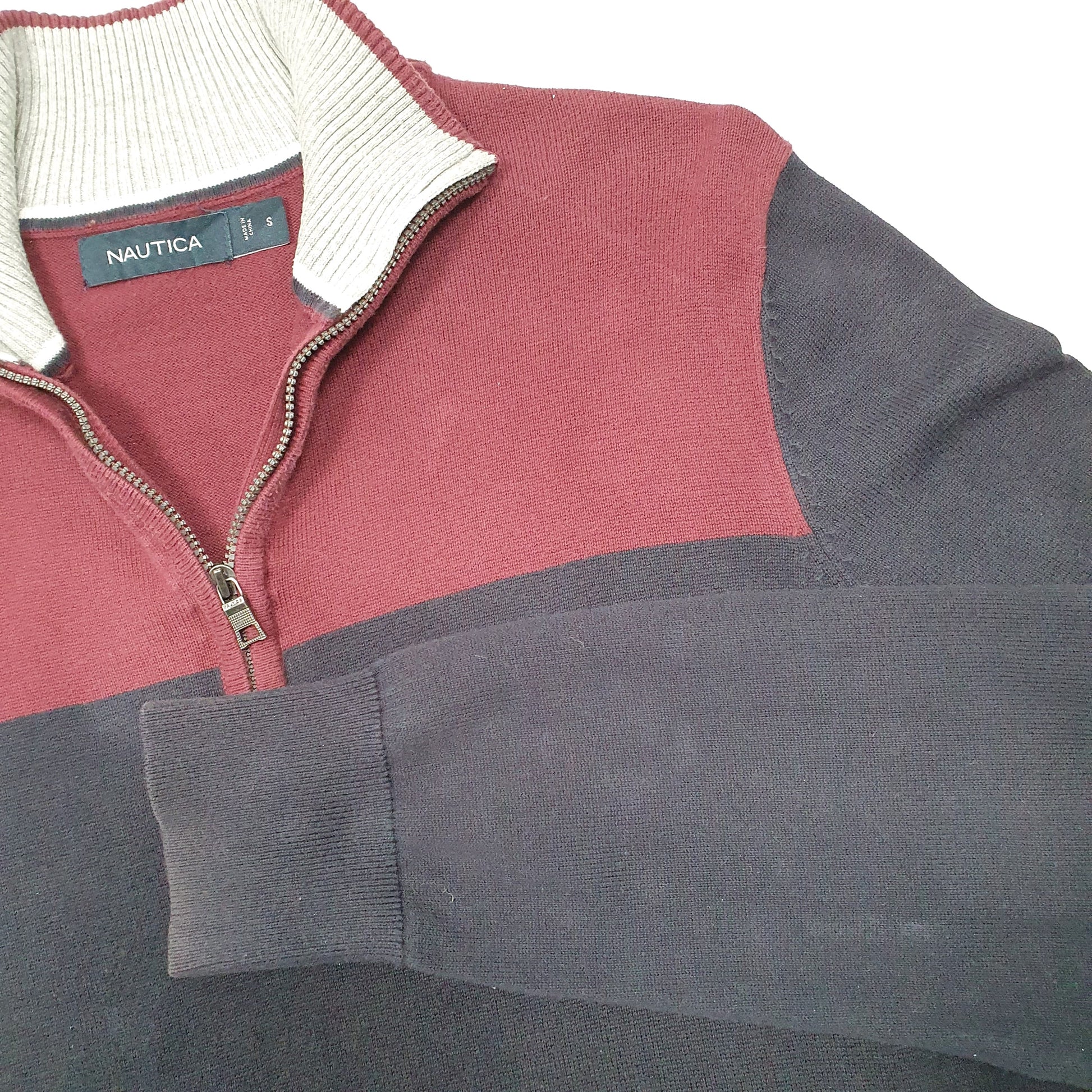 Mens Navy Nautica Knit Quarter Zip Jumper