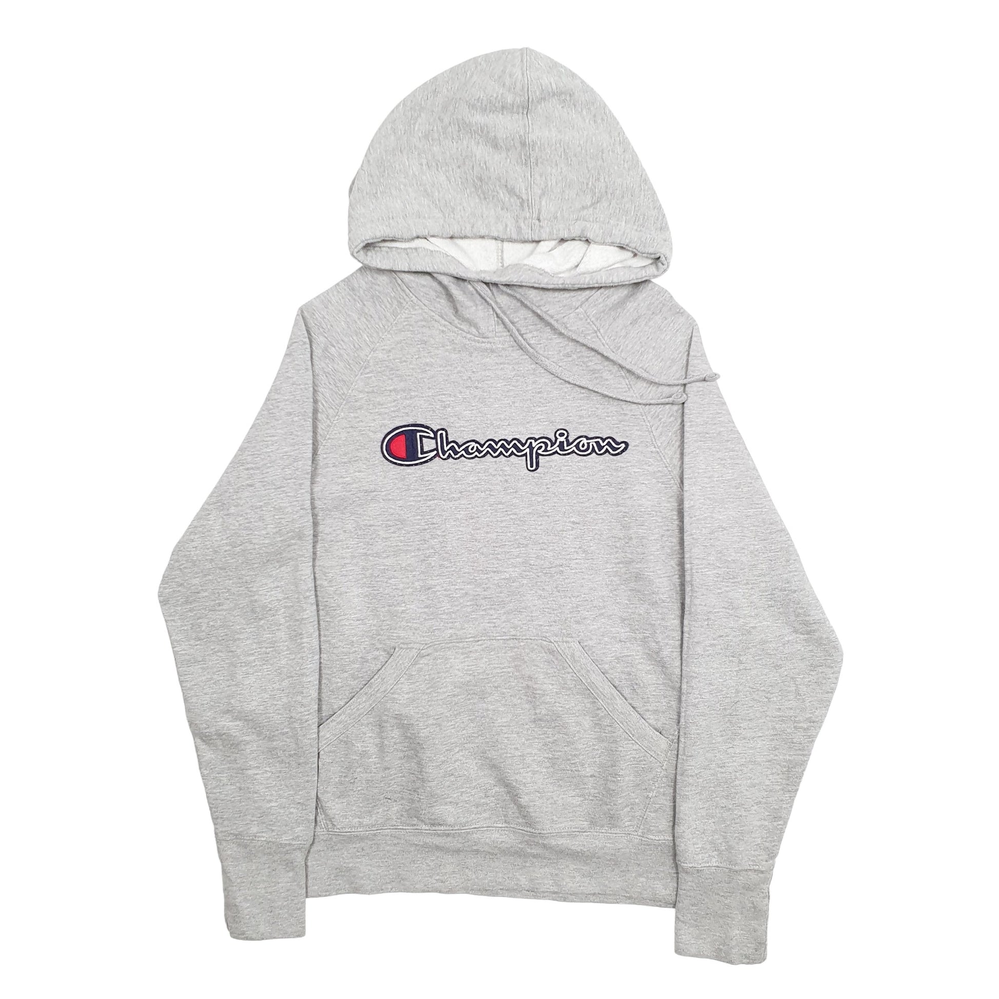 Mens Grey Champion Spellout Hoodie Jumper