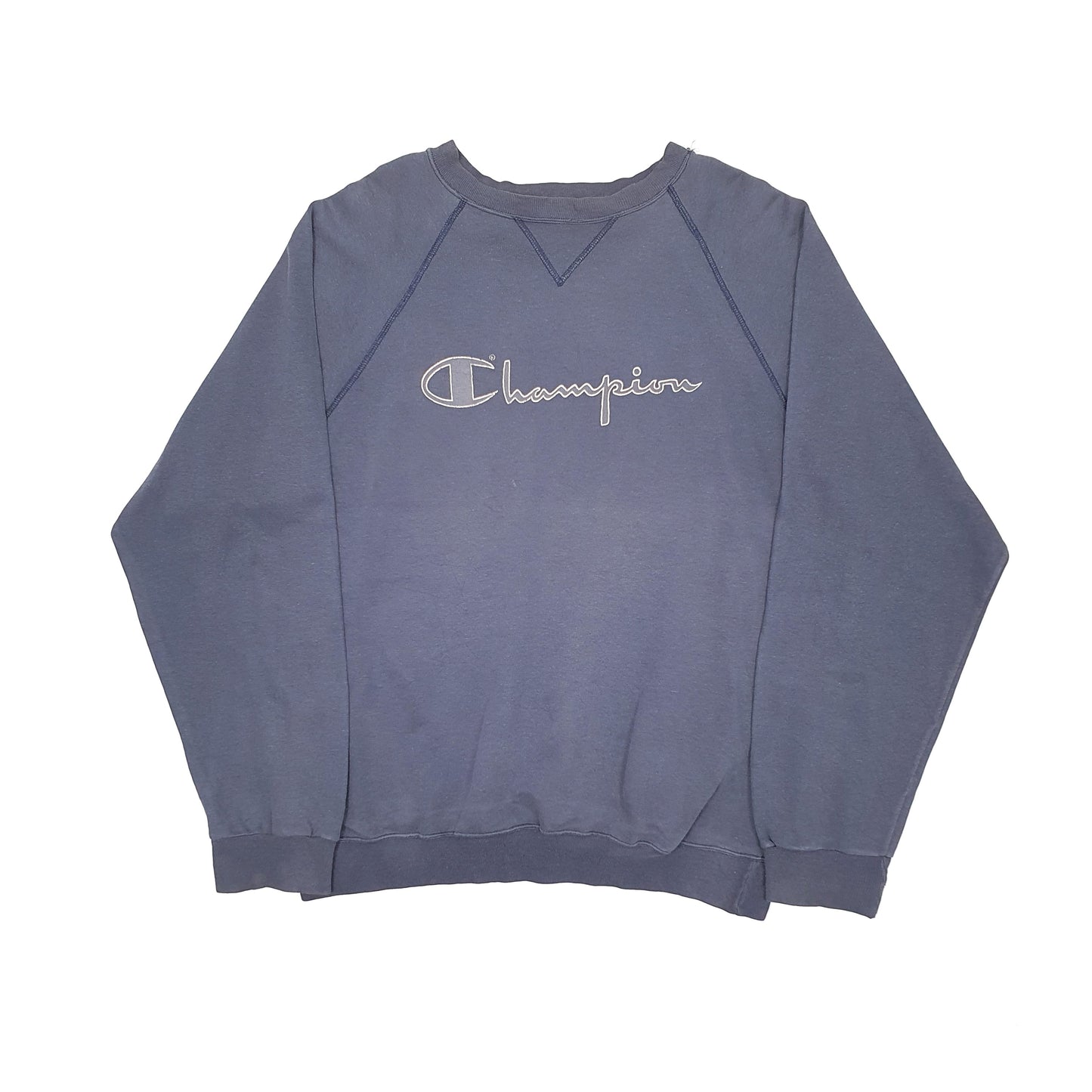 Mens Navy Champion Vintage 1980s USA Made Single V Crewneck Jumper