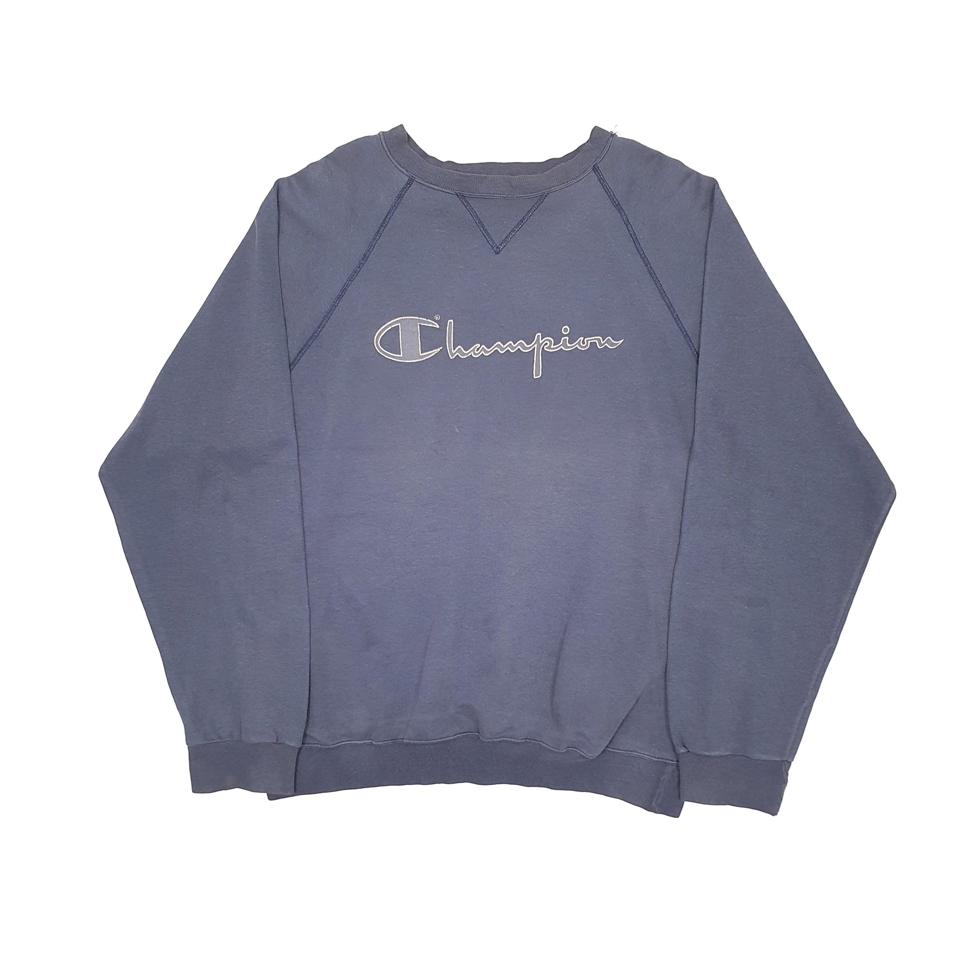 Mens Navy Champion Vintage 1980s USA Made Single V Crewneck Jumper