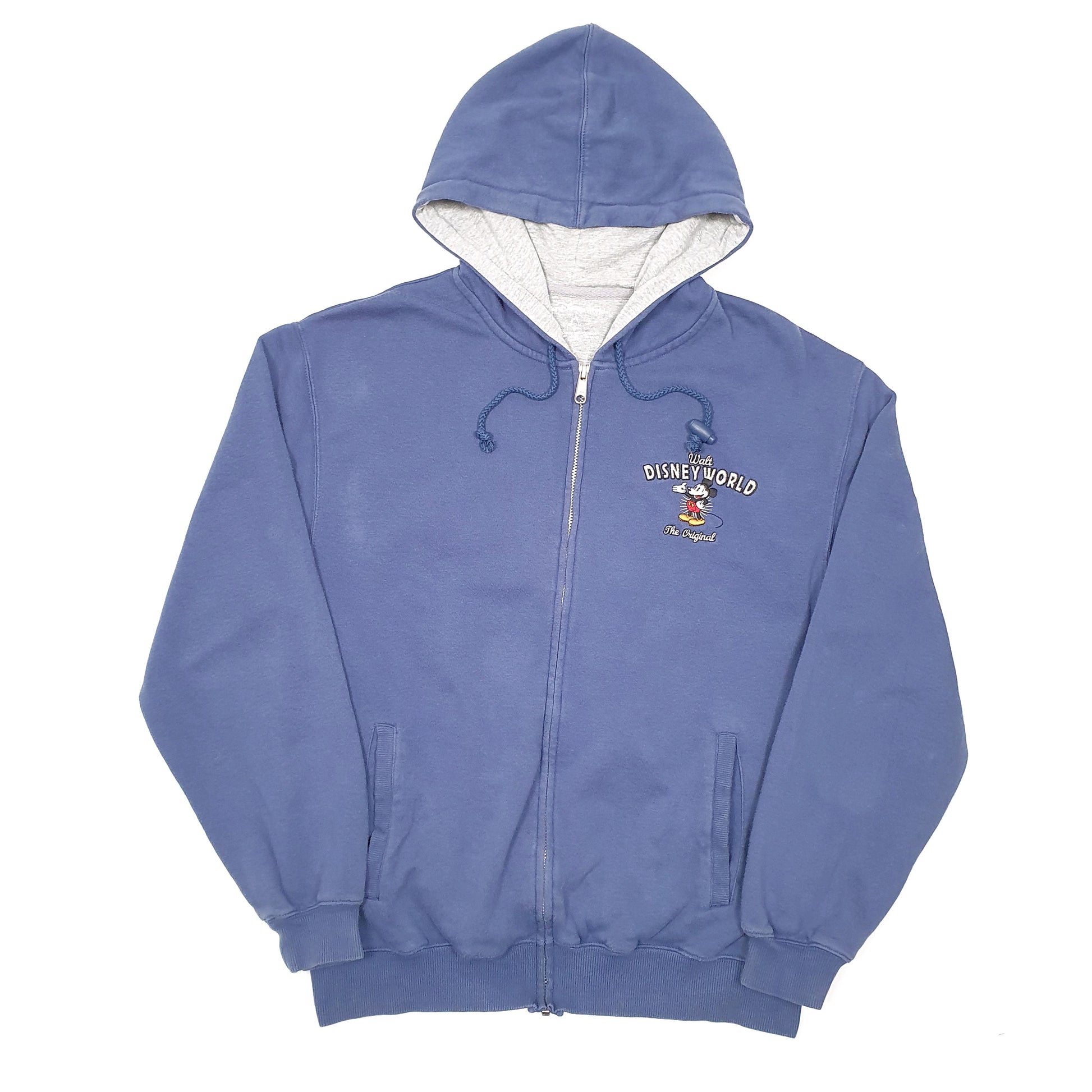 Mens Blue Disney Walt World Mickey Mouse Hoodie 1971 Full Zip Jumper