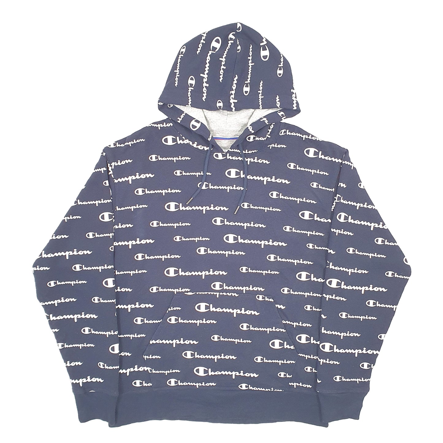 Champion Spellout Hoodie L Navy