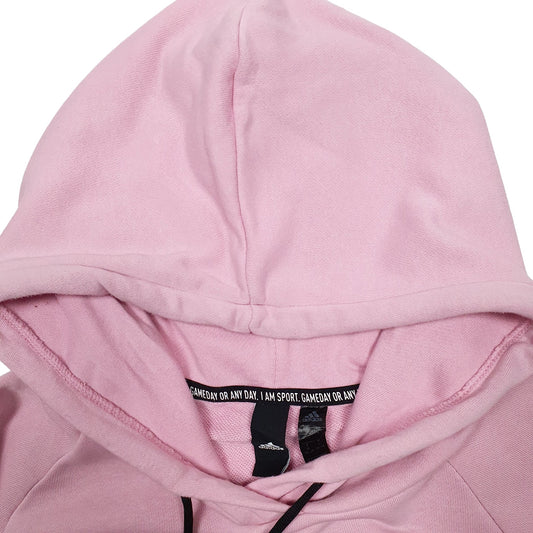 Womens Pink Adidas Spellout Hoodie Jumper