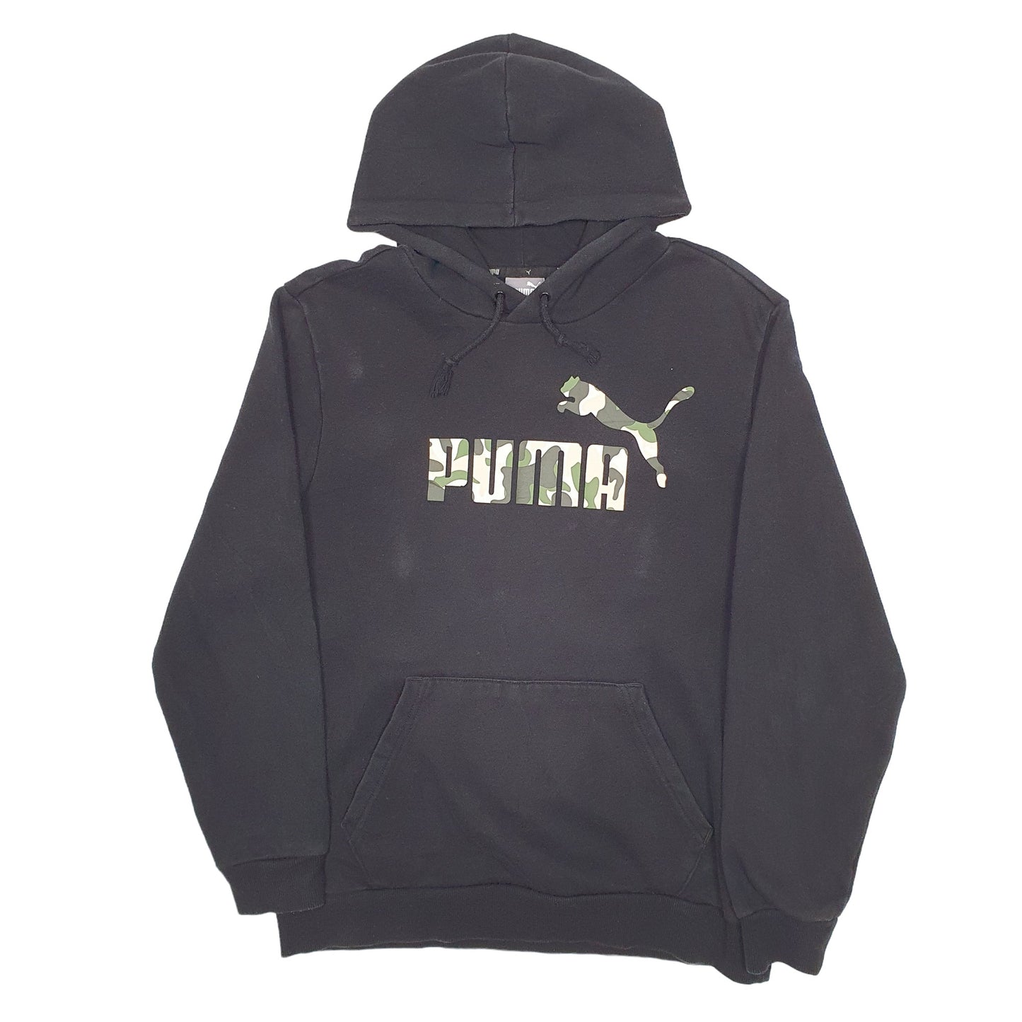 Mens Black Puma Spellout Hoodie Jumper