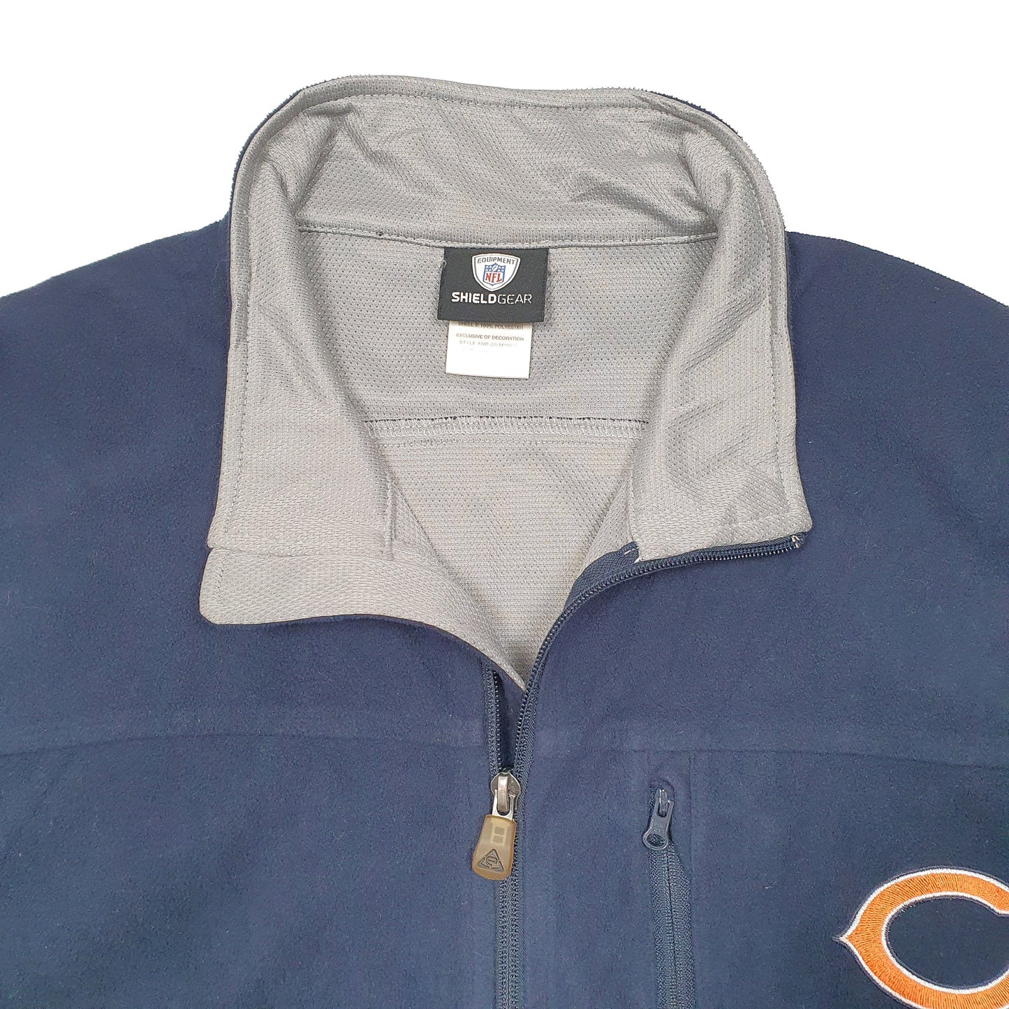 Mens Navy NFL Shield Gear Chicago Bears American Football Gilet Jumper