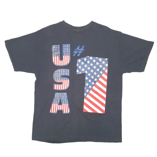 Premont Apparel Co USA America #1 Flag Patriot Vintage Short Sleeve T Shirt Black