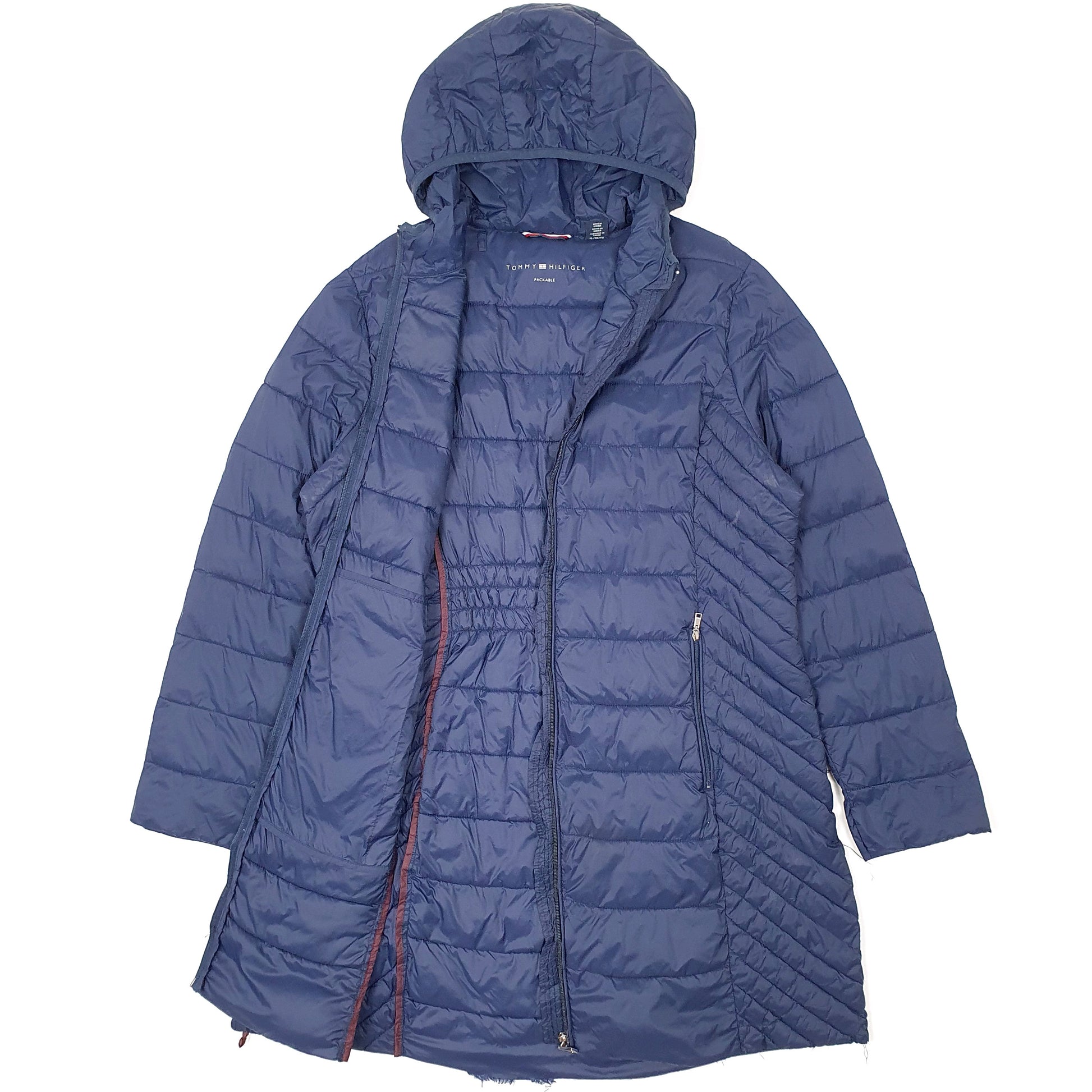 Womens Navy Tommy Hilfiger Parka Longline Hooded  Coat