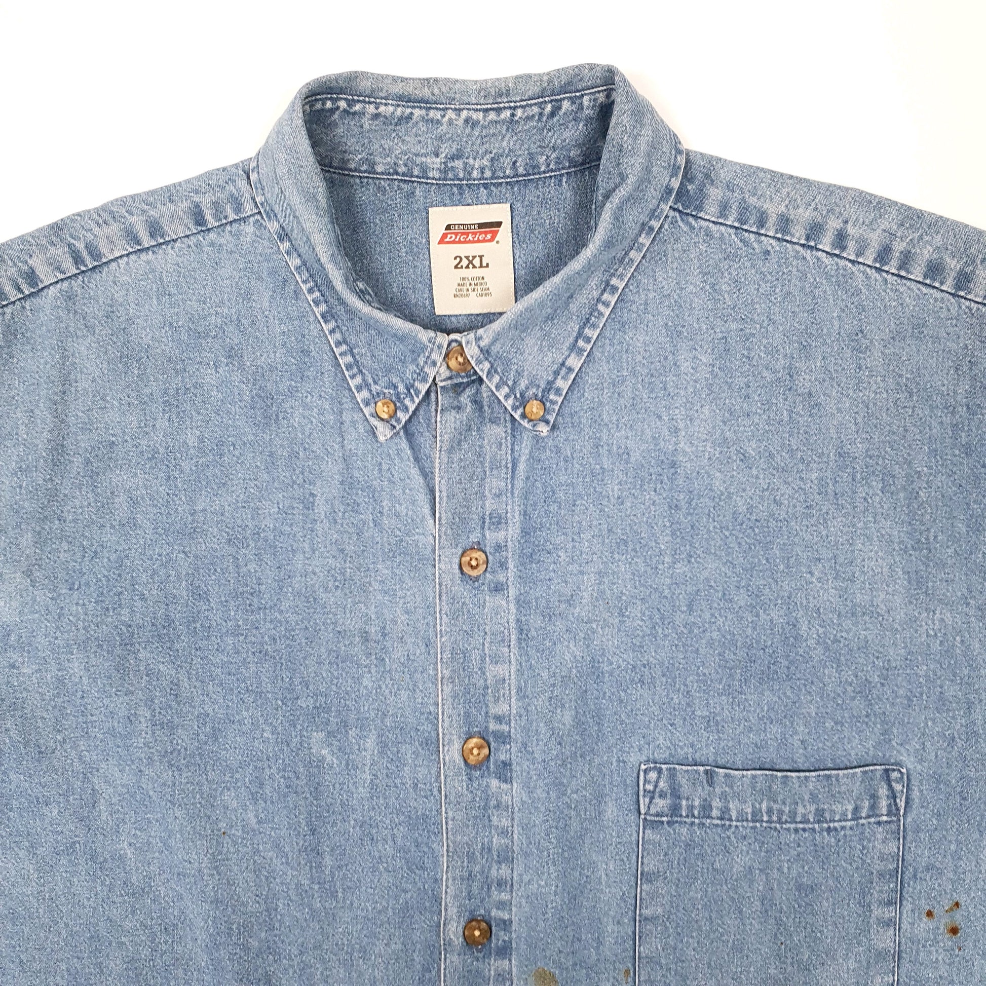 Mens Blue Dickies Denim Workwear Shacket Long Sleeve Shirt
