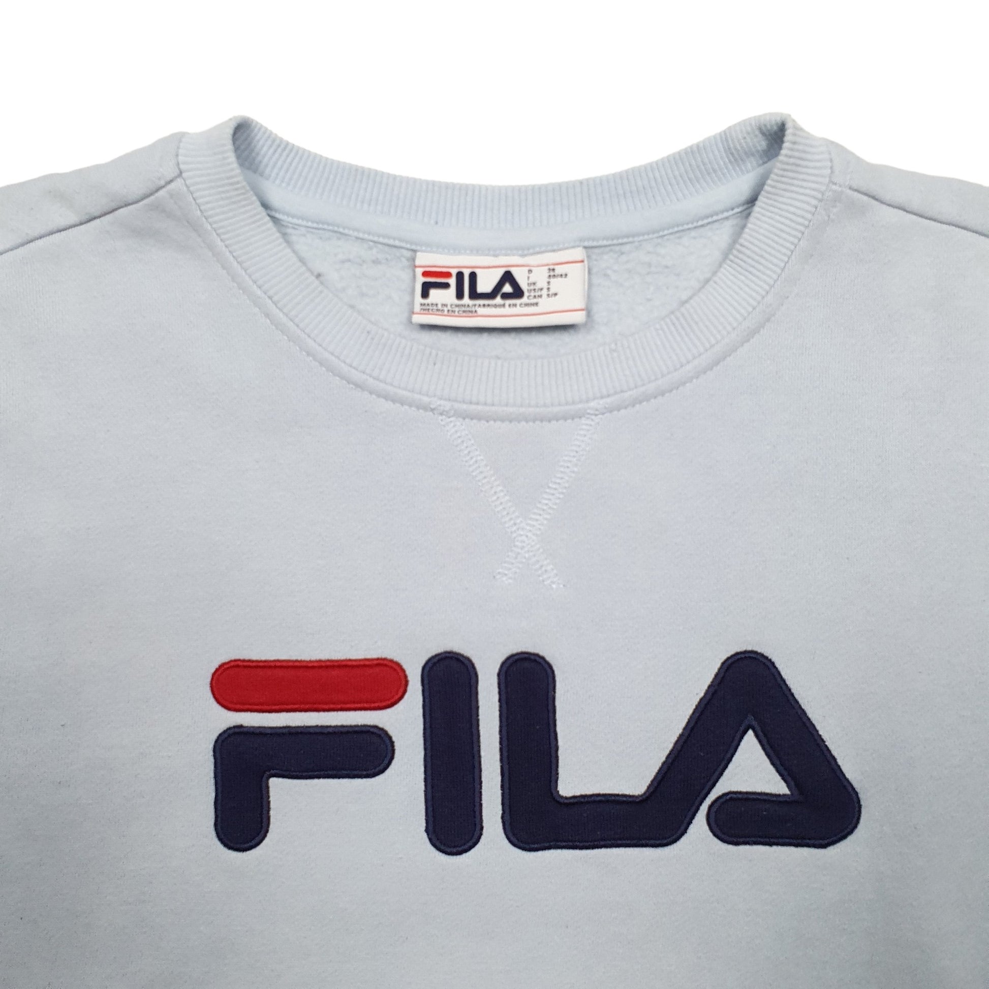 Mens Blue Fila Spellout Crewneck Jumper