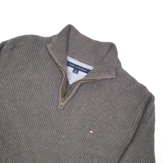 Tommy Hilfiger Thick Knit Quarter Zip L Grey