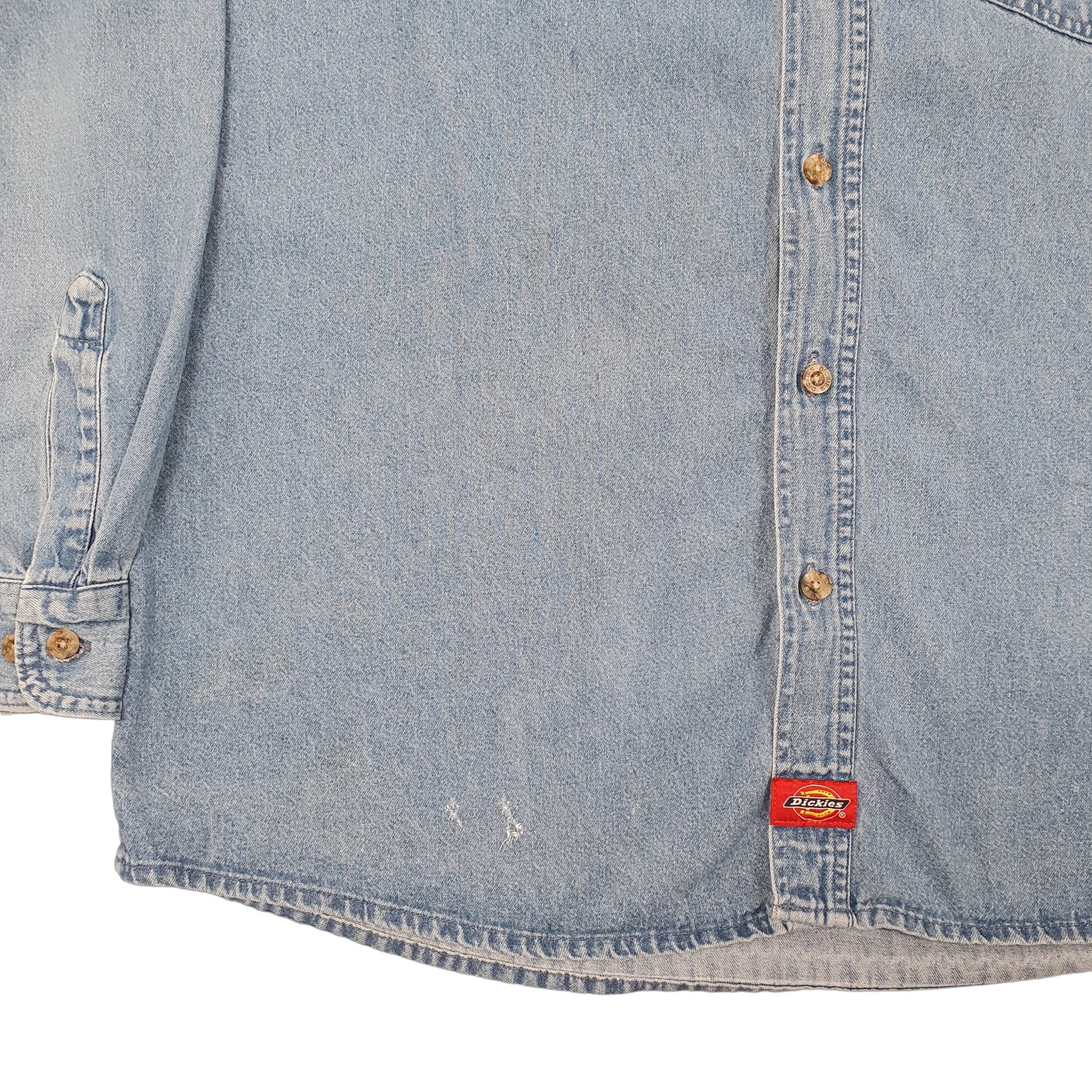 Mens Blue Dickies Denim Shacket Workwear Long Sleeve Shirt