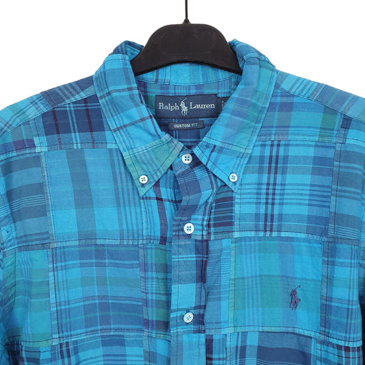 Ralph Lauren Short Sleeve Custom Fit Check Shirt Blue