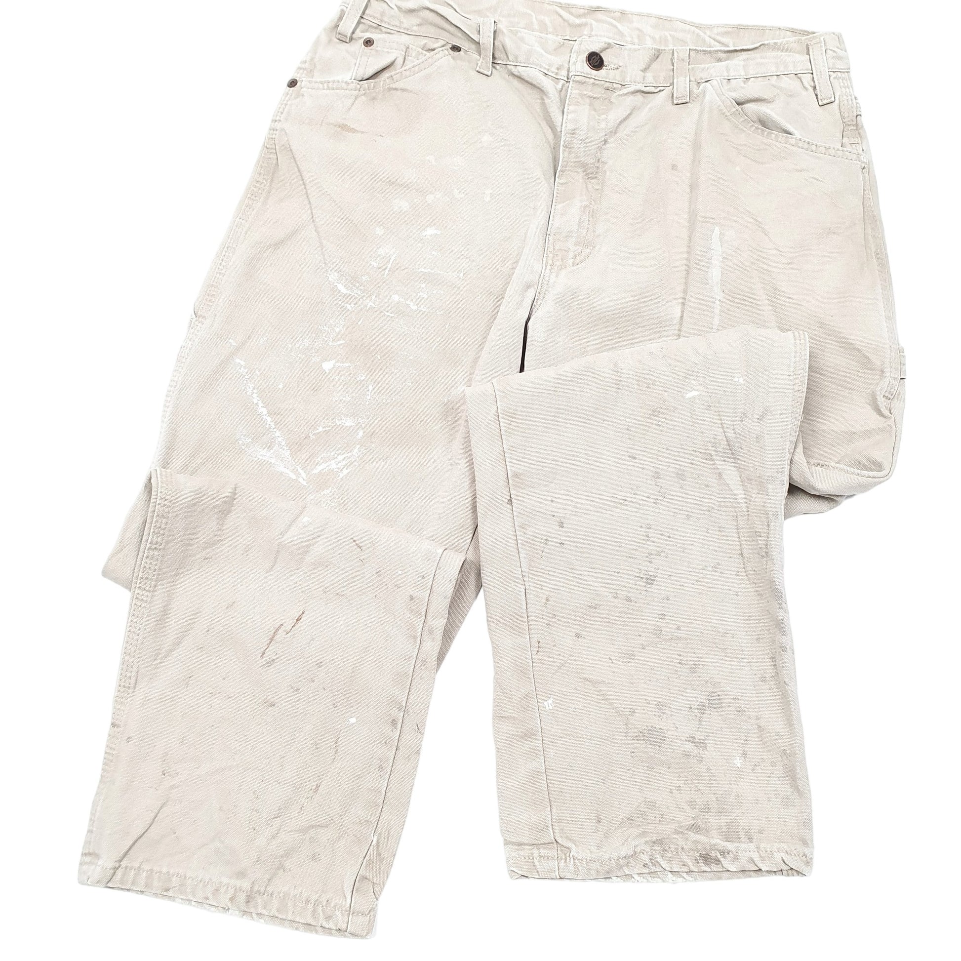 Mens Beige Dickies  Carpenter Trousers