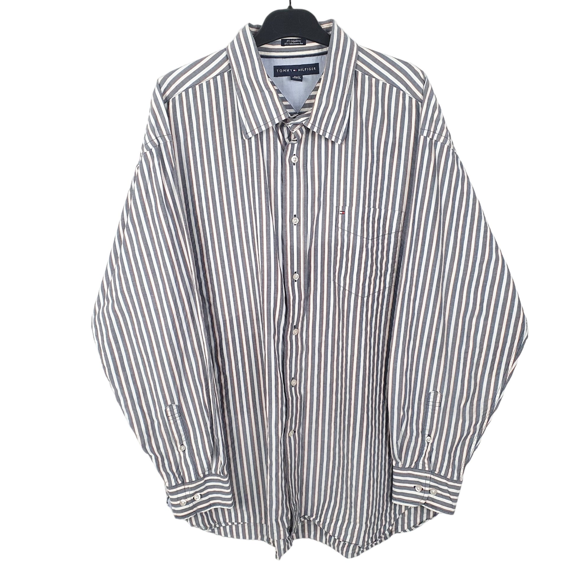 Tommy Hilfiger Long Sleeve Regular Fit Striped Shirt Grey