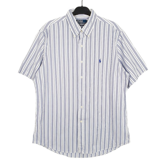 Ralph Lauren Short Sleeve Custom Fit Pinstripe Shirt Blue
