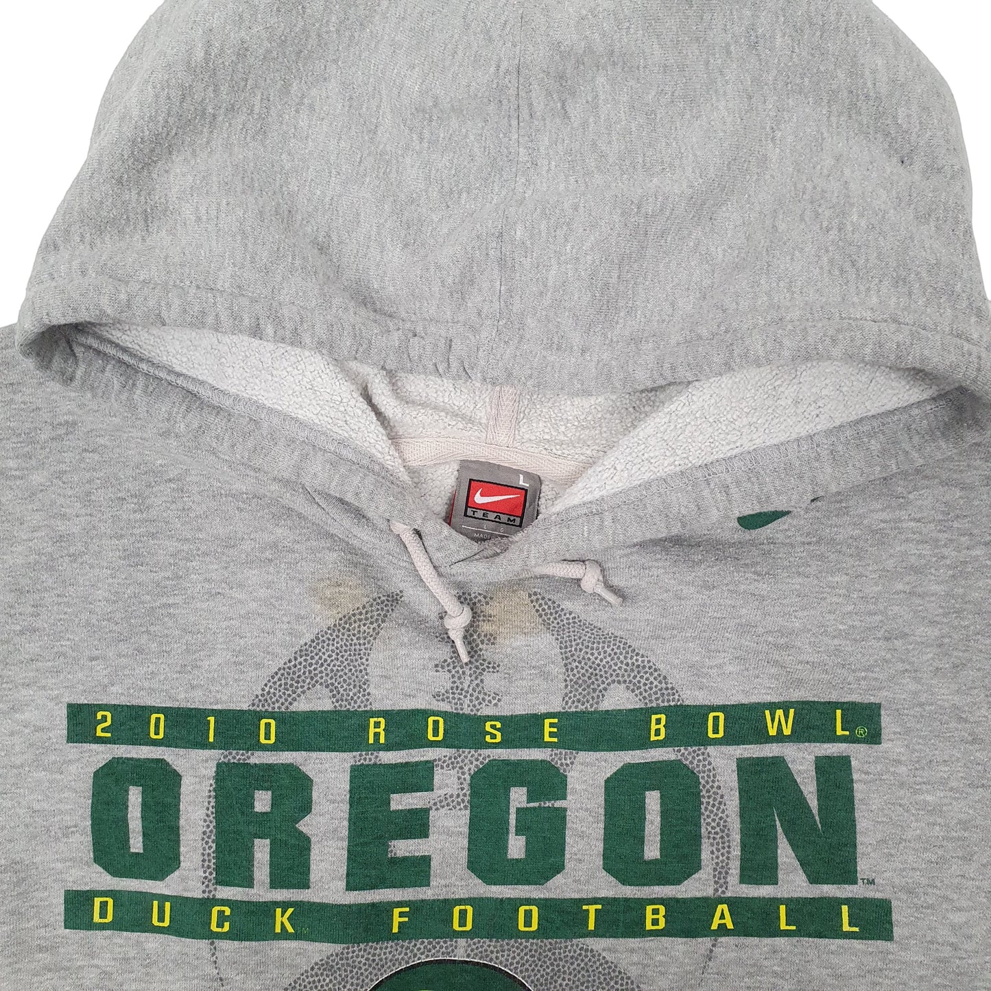 Mens Grey Nike 2010 Rose Bowl Oregon Ducks NFL Football Hoodie Jumper