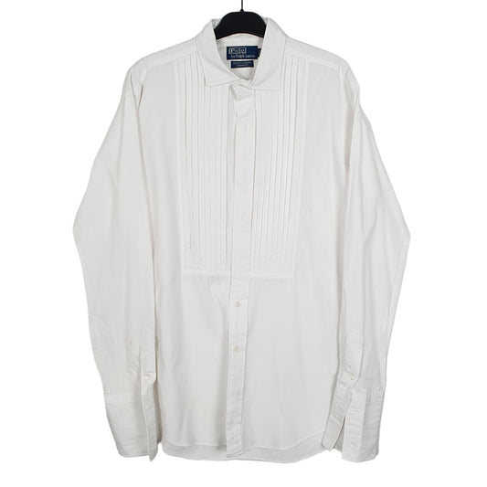 Ralph Lauren Long Sleeve Custom Fit Ruffled Shirt White