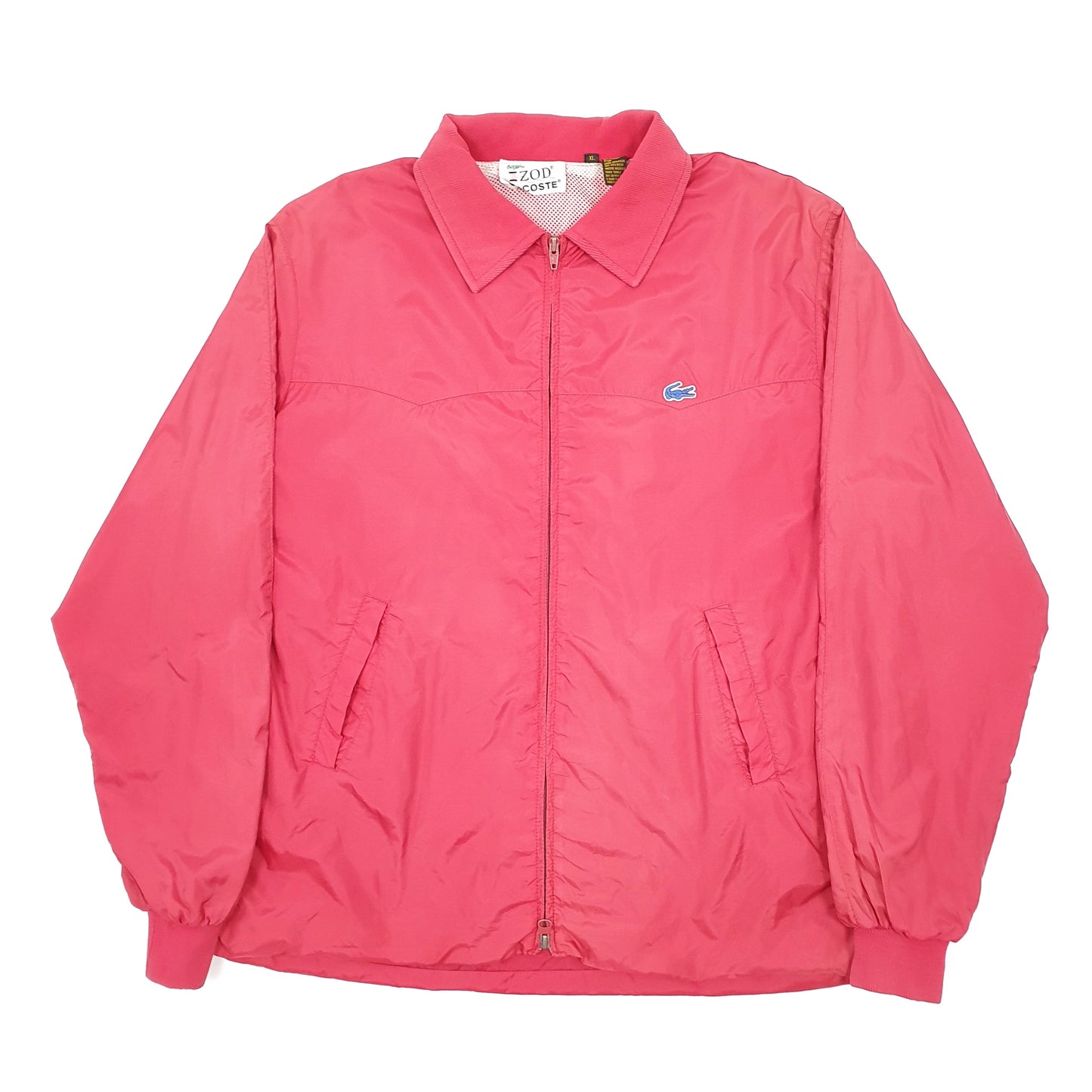 Mens Red Lacoste Izod Vintage Windbreaker Harrington Jacket Coat