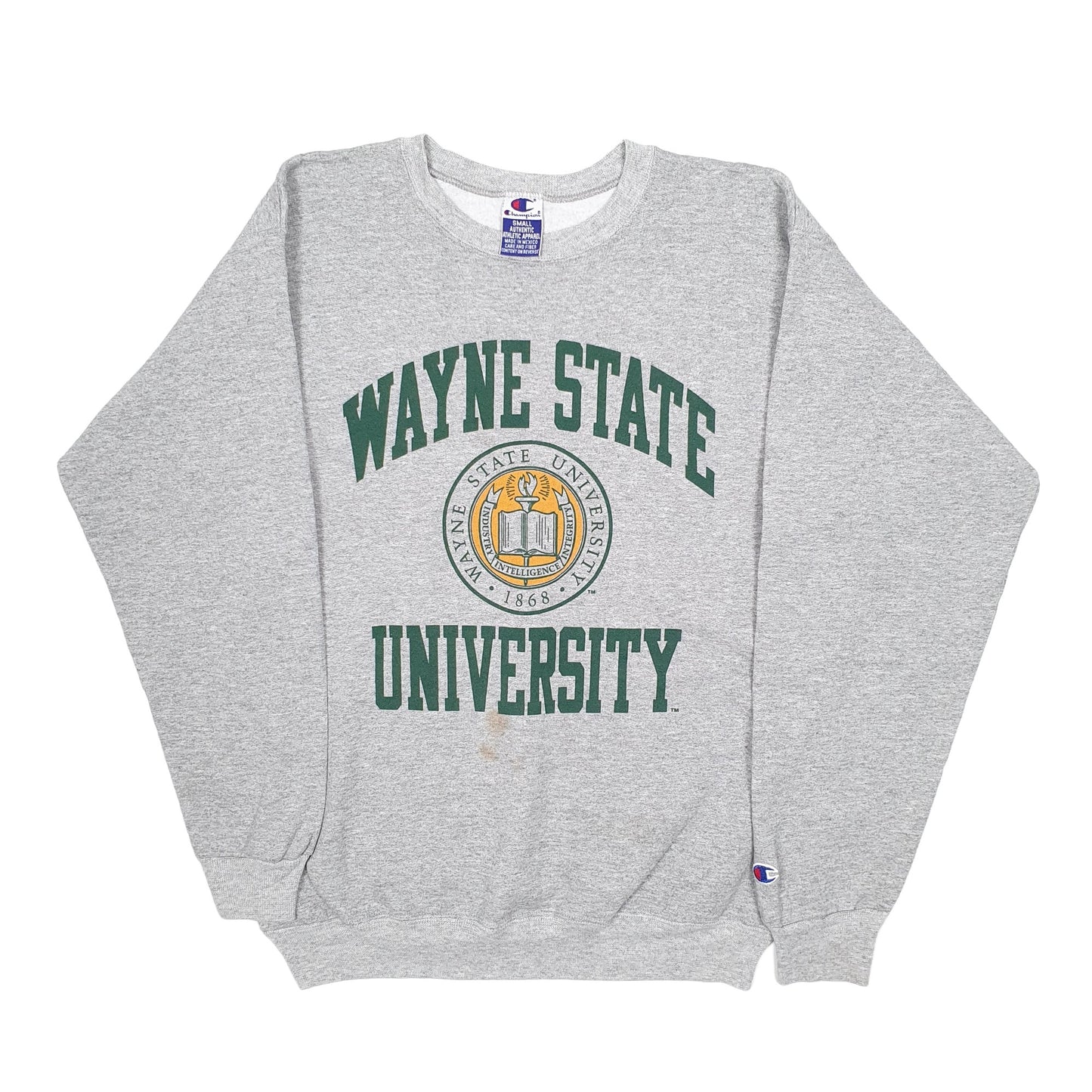 Mens Grey Champion USA College Wayne State University Crewneck Jumper