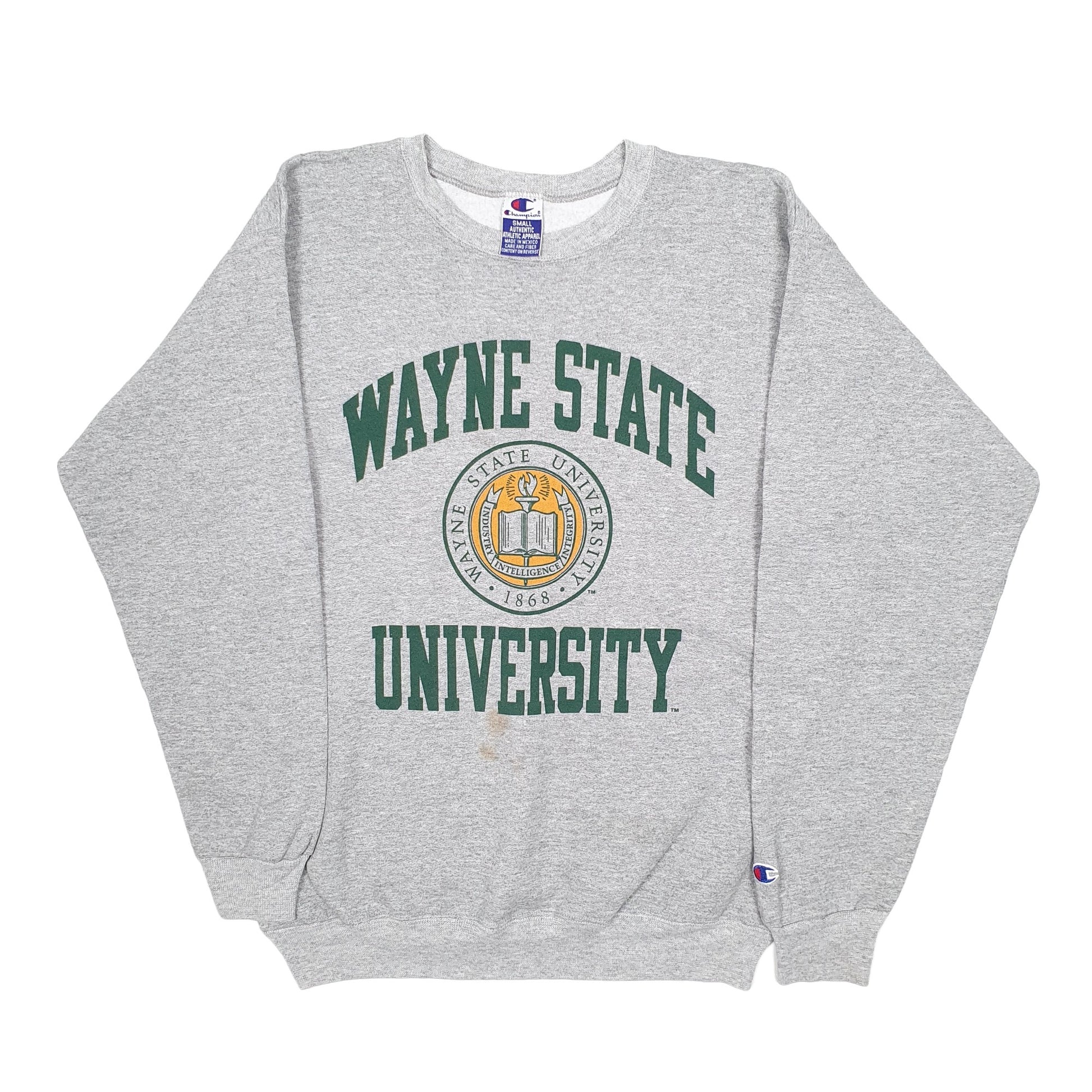 Mens Grey Champion USA College Wayne State University Crewneck Jumper