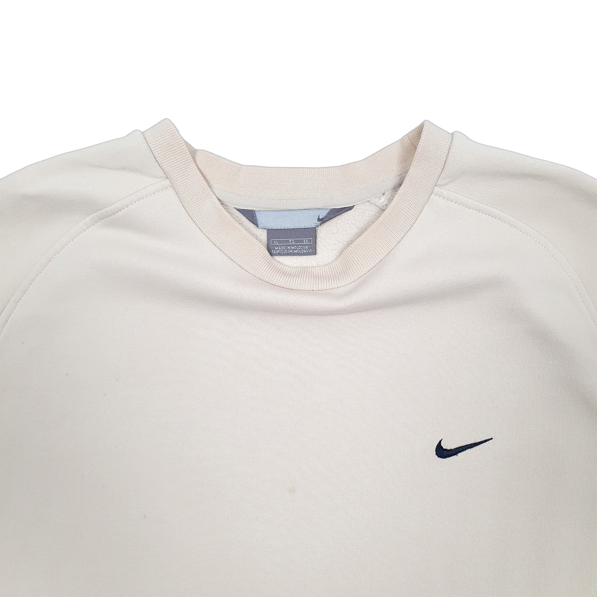 Mens Cream Nike Vintage 2000s Crewneck Jumper