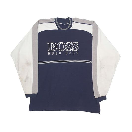 Hugo Boss Spellout Quarter Zip Fleece M Navy