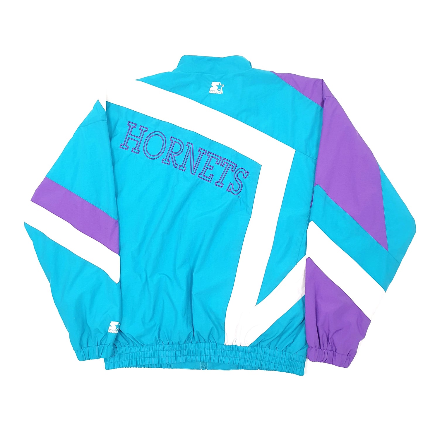 Mens Blue Starter Vintage NBA Charlotte Hornets Basketball Windbreaker Coat