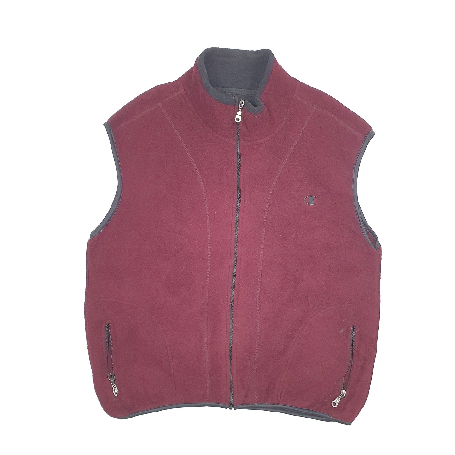 Champion Gilet body warmer sleeveless Quarter Zip fleece top Fleece L Burgundy