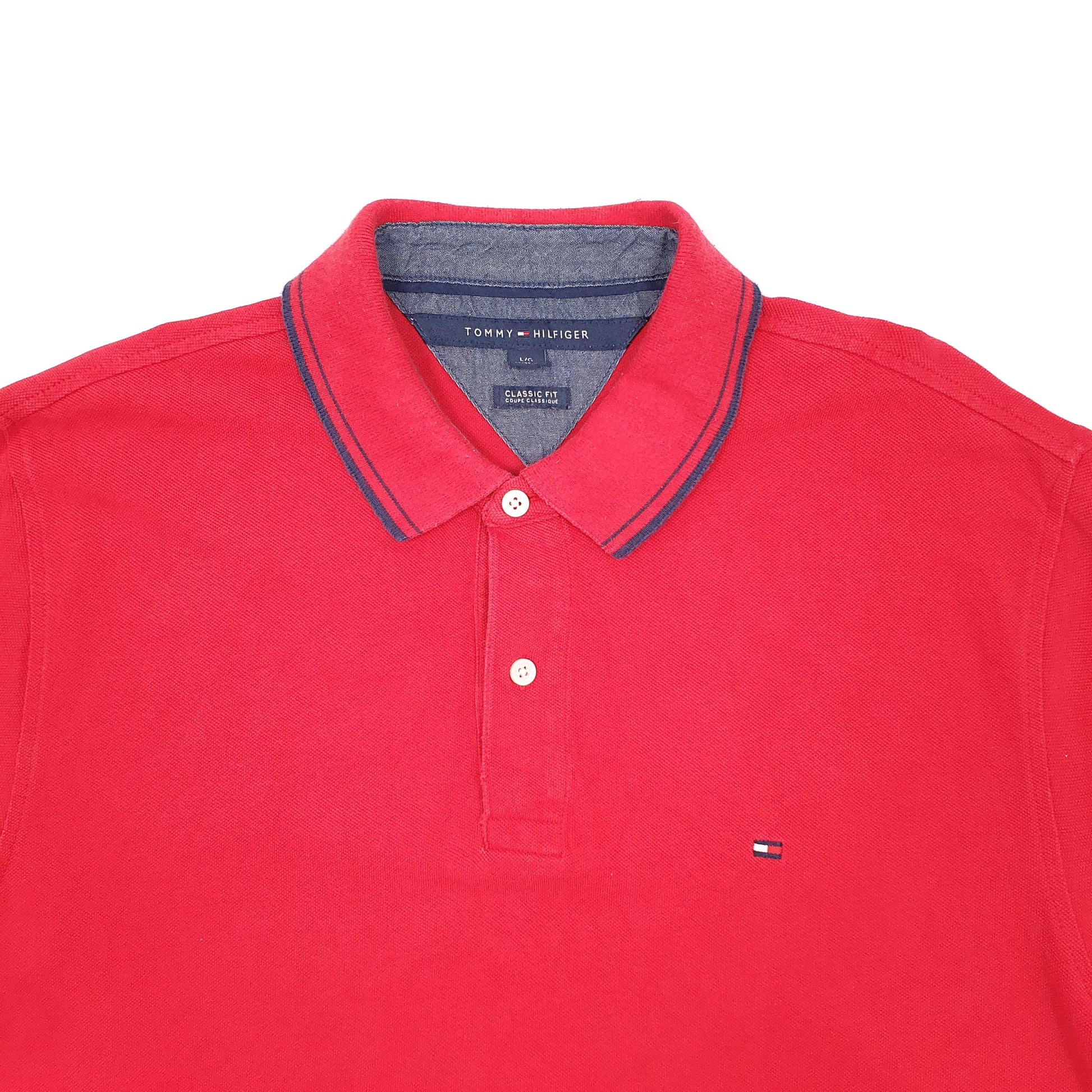 Mens Red Tommy Hilfiger Classic Fit Short Sleeve Polo Shirt