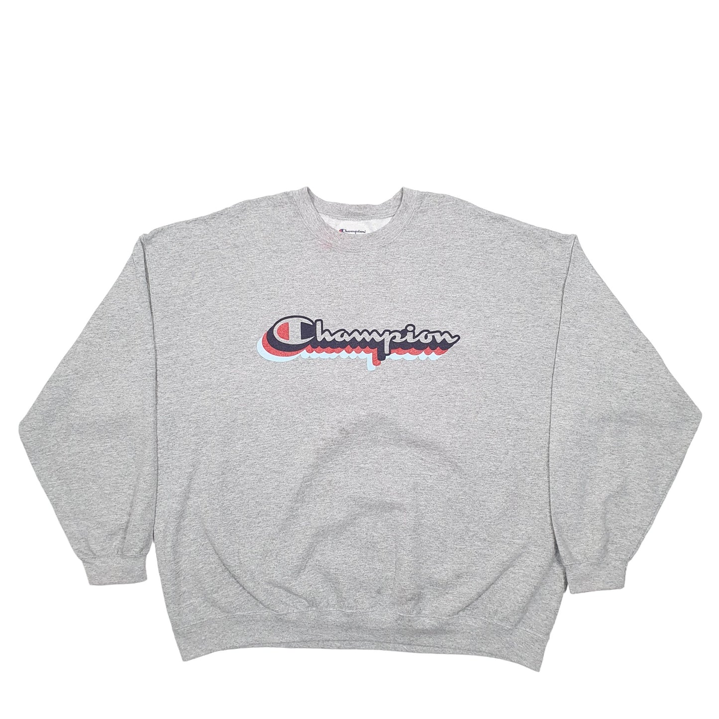 Mens Grey Champion Spellout Crewneck Jumper