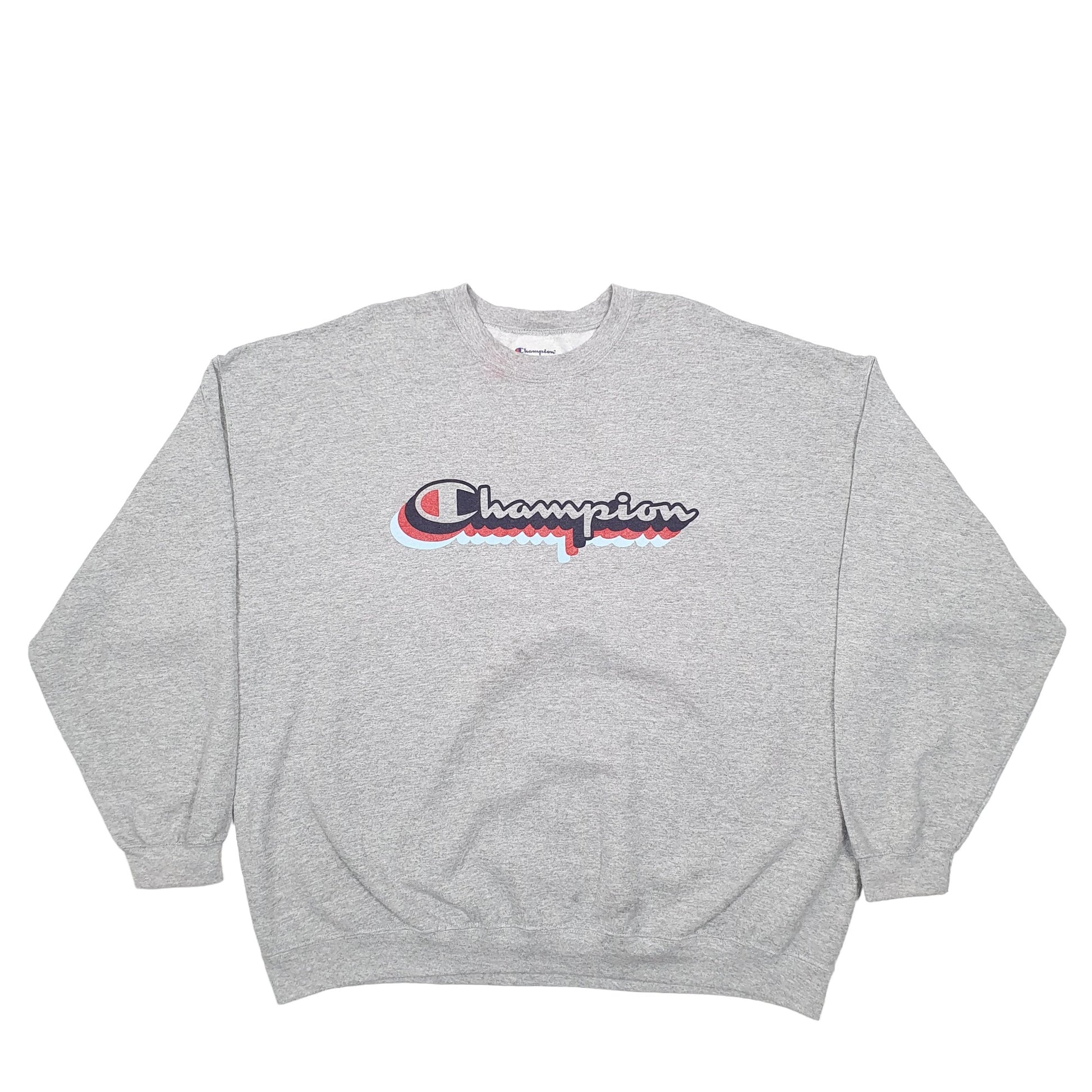 Mens Grey Champion Spellout Crewneck Jumper
