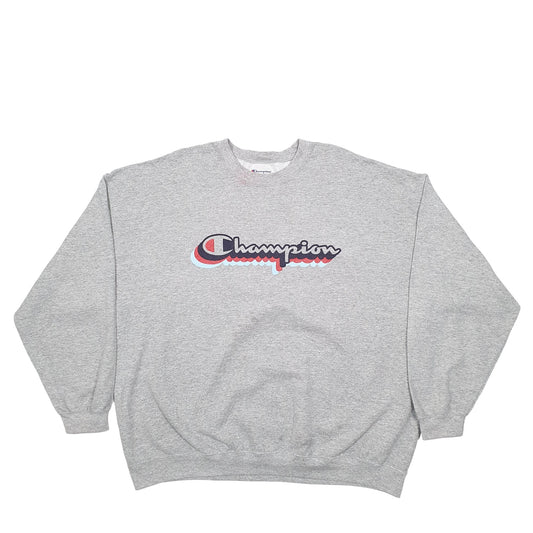 Mens Grey Champion Spellout Crewneck Jumper