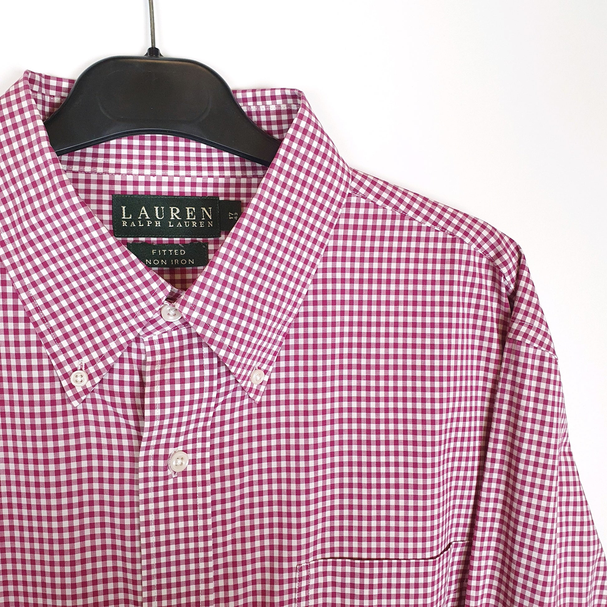 Ralph Lauren Long Sleeve Regular Fit Gingham Shirt Burgundy