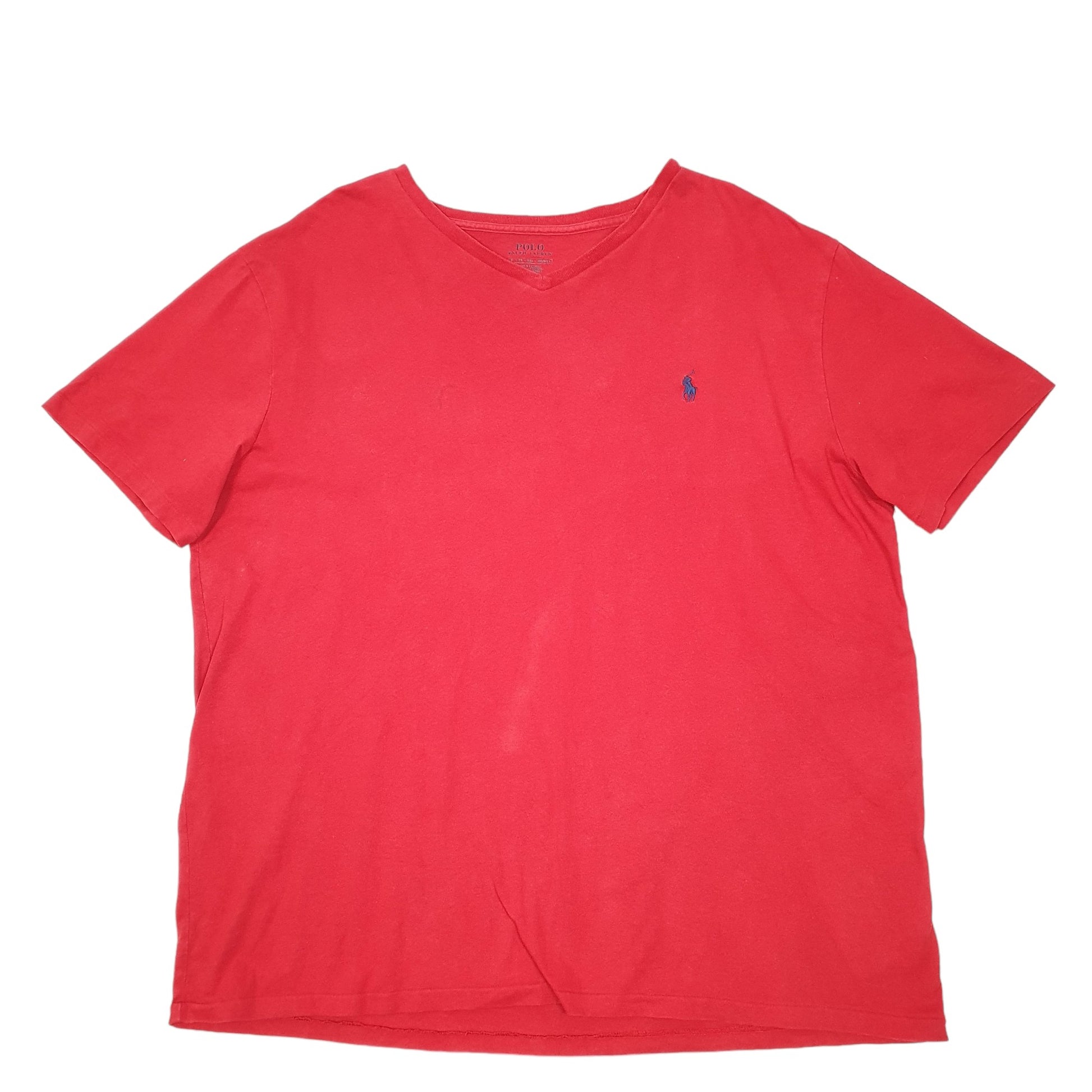 Mens Red Polo Ralph Lauren V Neck Polo Short Sleeve T Shirt