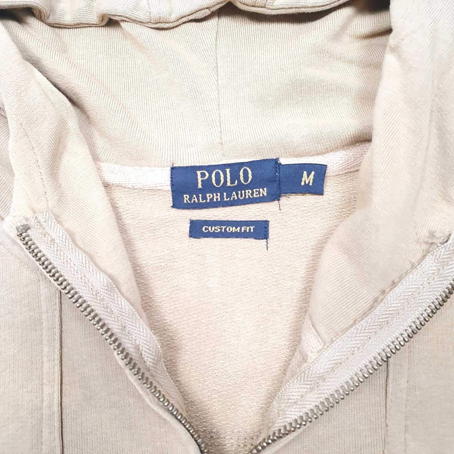 Mens Beige Polo Ralph Lauren Hoodie Custom Fit Full Zip Jumper