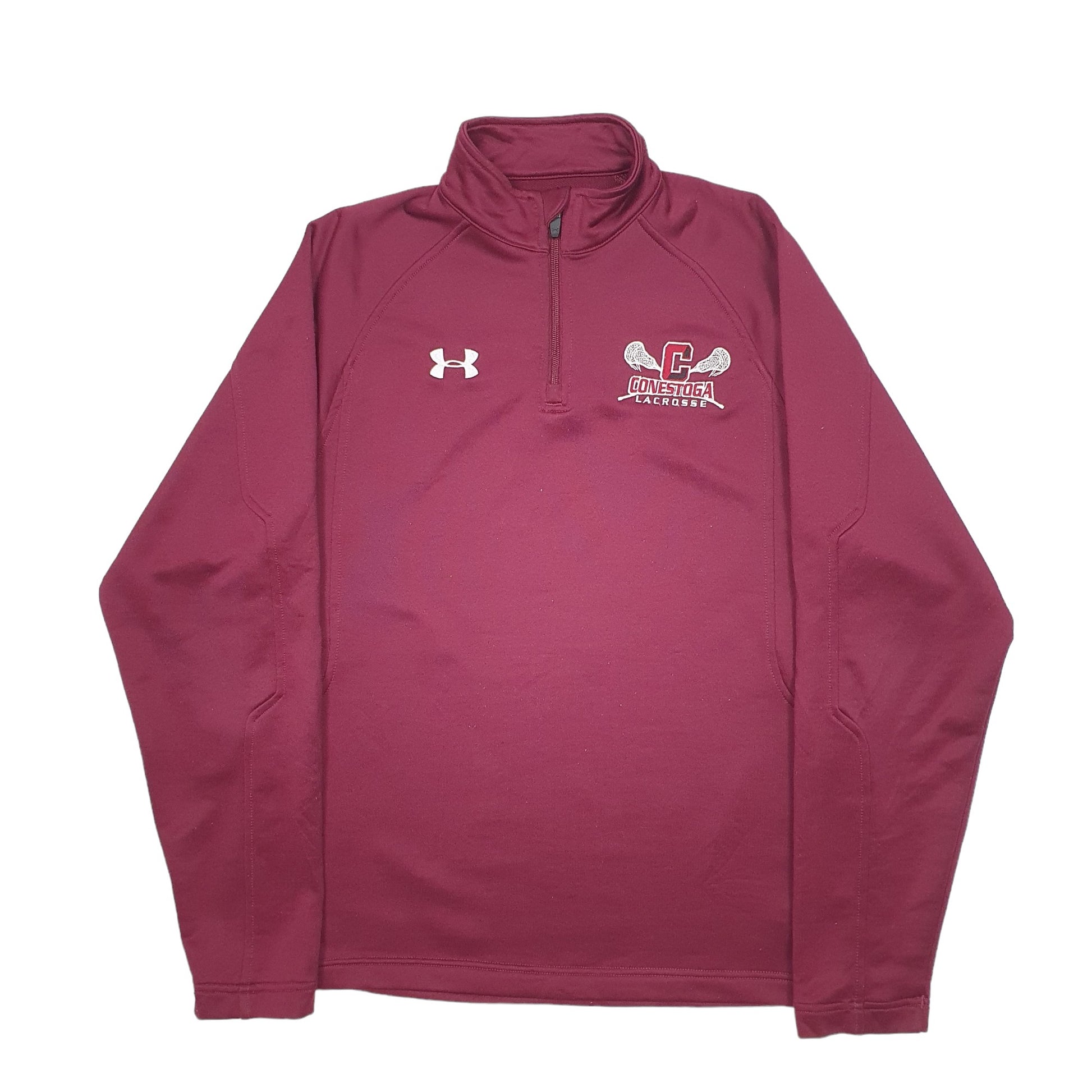 Mens Burgandy Under Armour Conestoga Lacrosse Quarter Zip Jumper