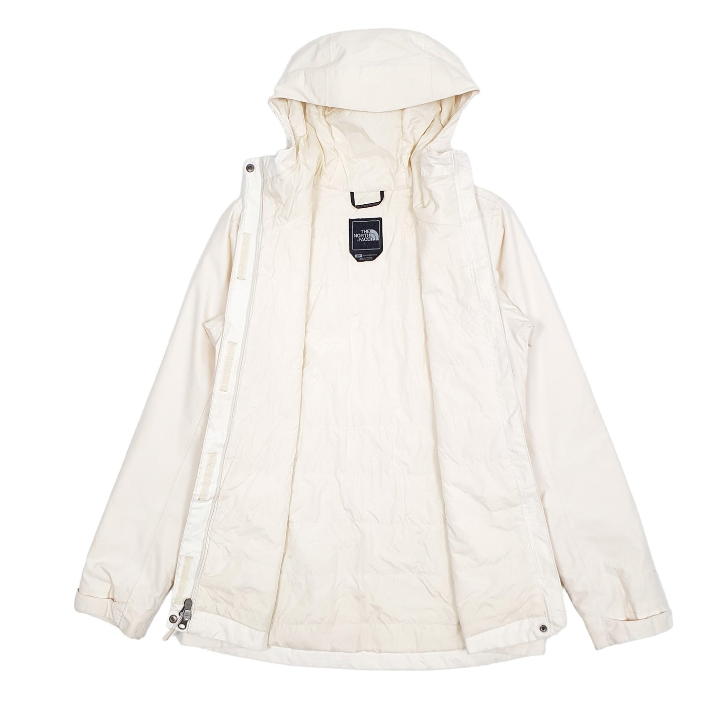 Womens Cream The North Face Padded Longline Puffer Parka Jacket Coat