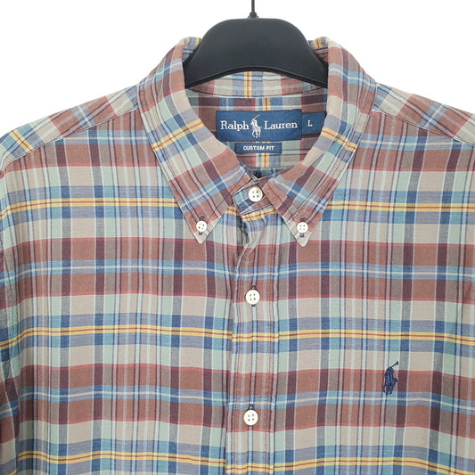 Ralph Lauren Short Sleeve Custom Fit Check Shirt Brown