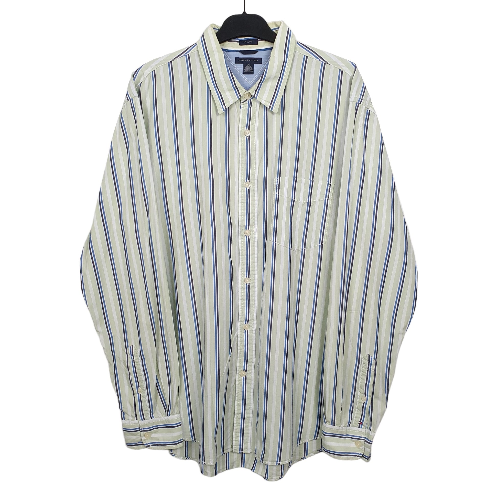 Tommy Hilfiger Long Sleeve Regular Fit Pinstripe Shirt Green