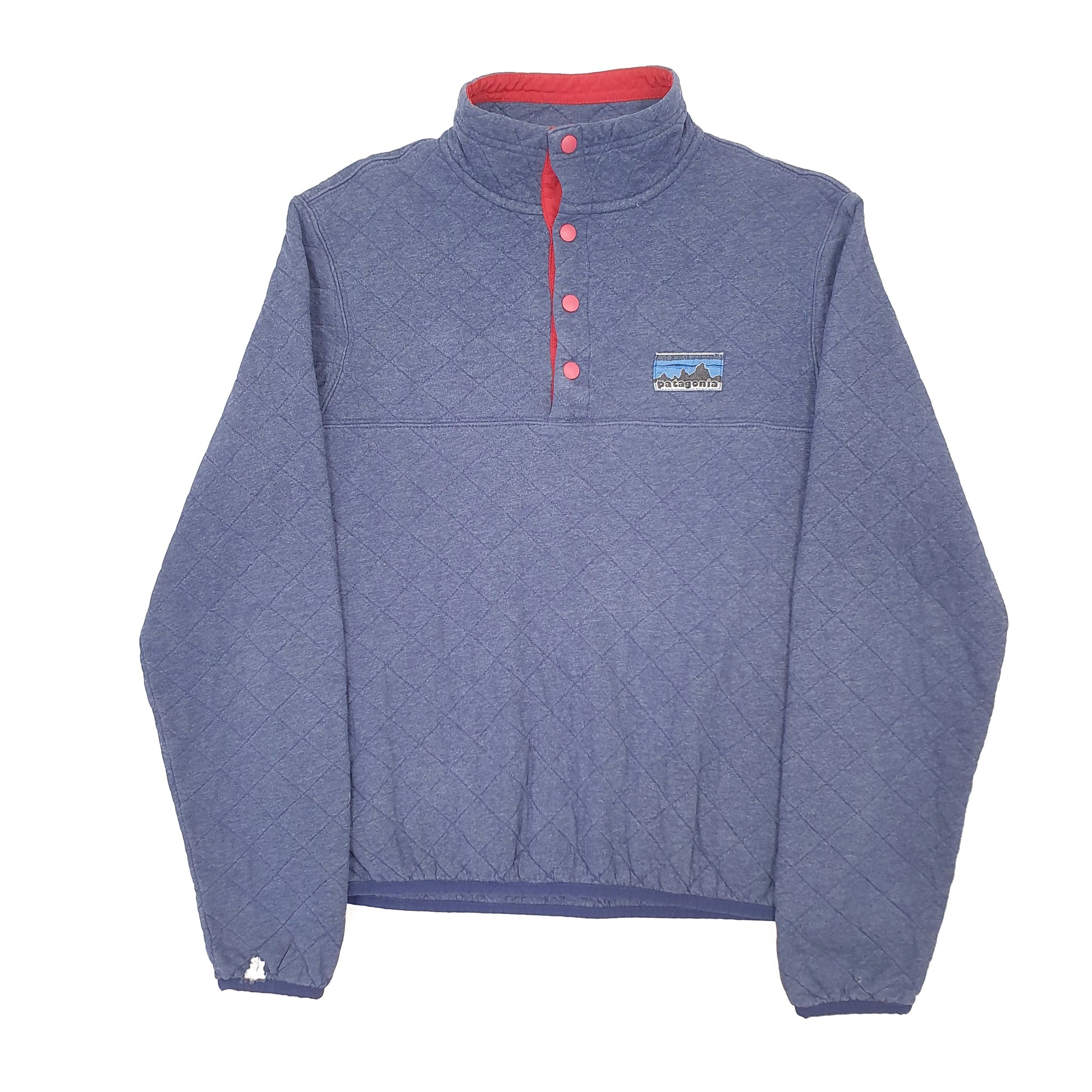 Mens Navy Patagonia Organic Quilted Snap T Synchilla Quarter Zip Jumper