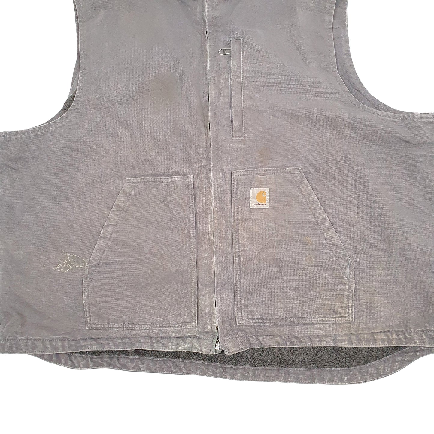 Mens Grey Carhartt Gravel Sherpa Lined Mock Neck Gilet Vest  Coat