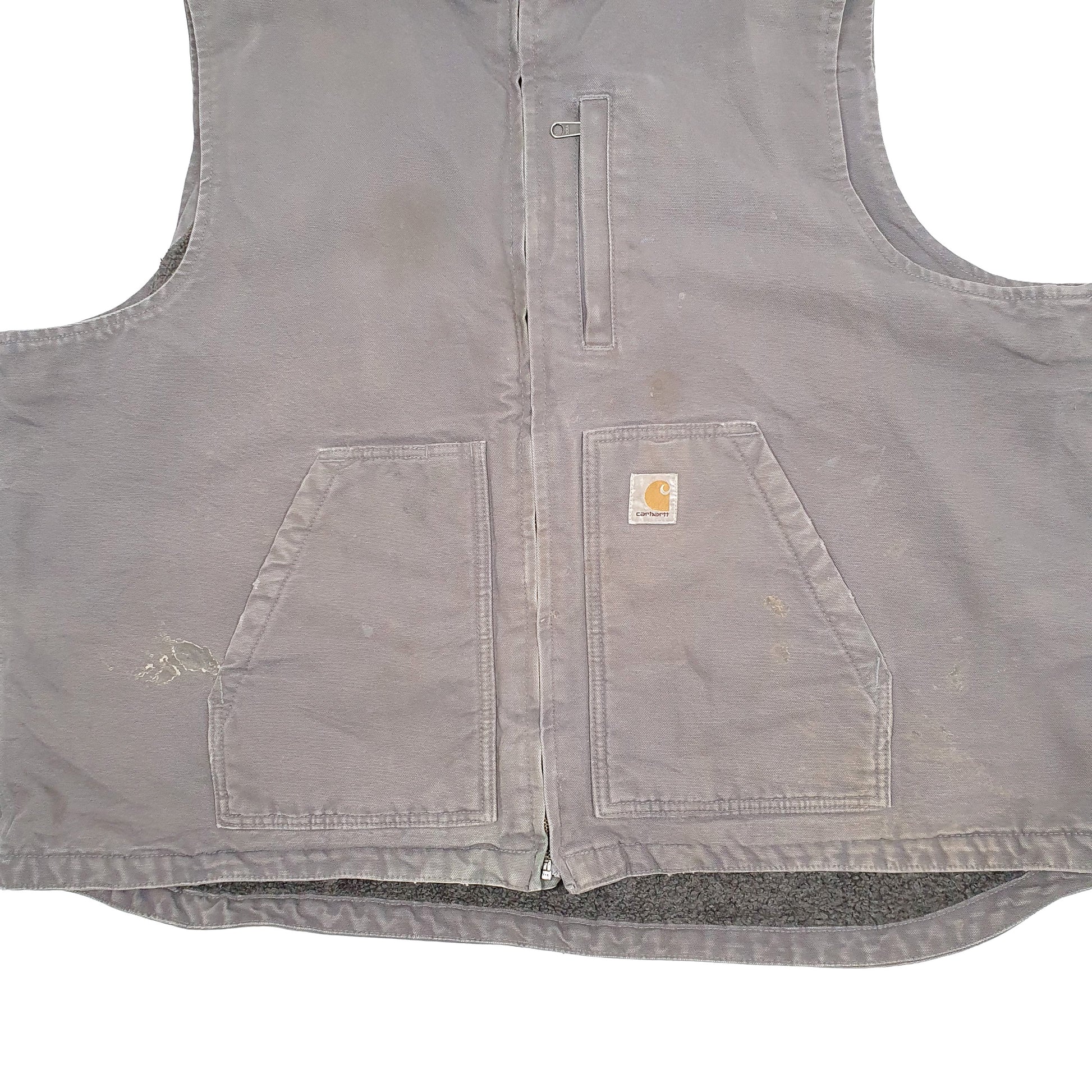Mens Grey Carhartt Gravel Sherpa Lined Mock Neck Gilet Vest  Coat