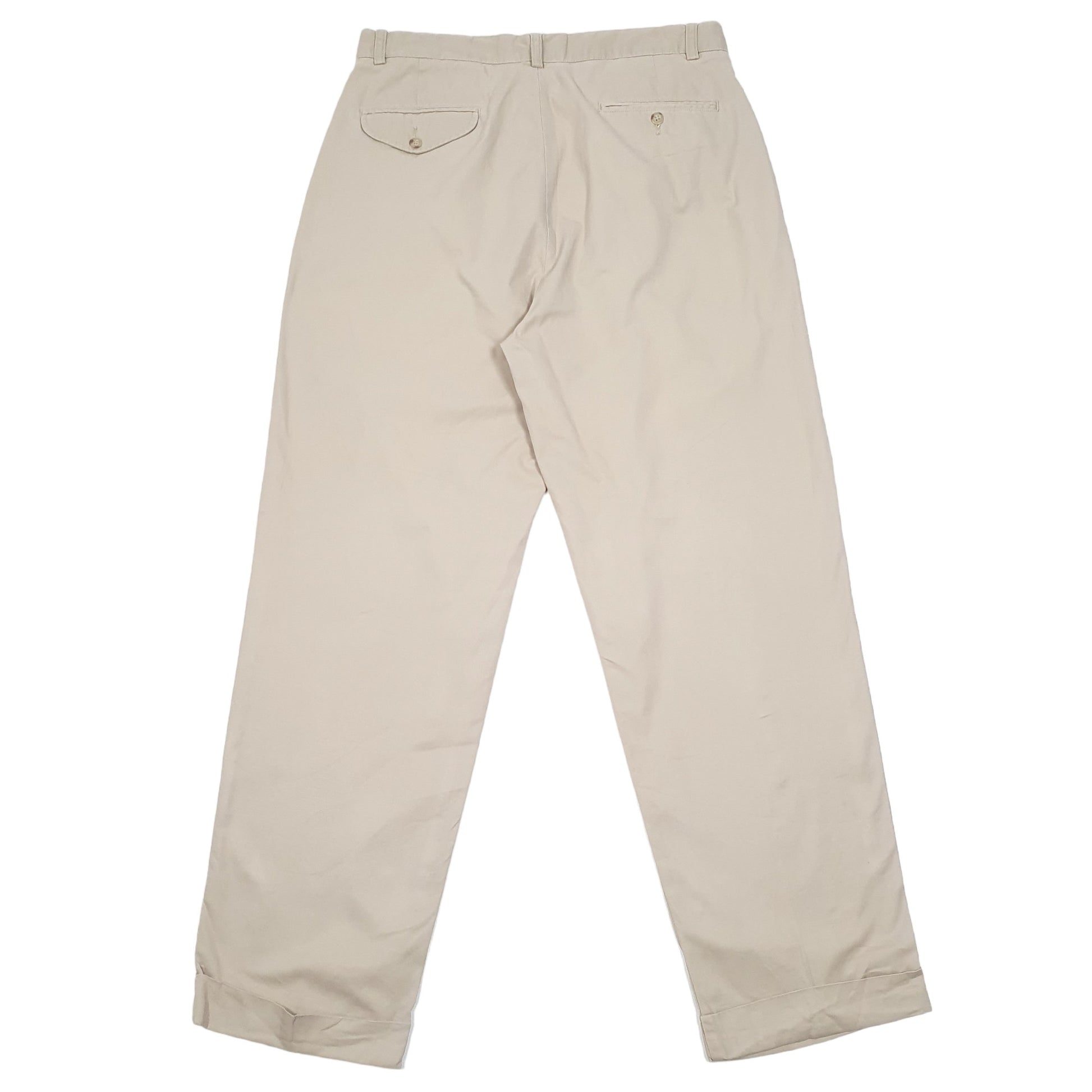 Mens Beige Polo Ralph Lauren Hammond Pant Double Pleated Vintage Polo Chino Trousers