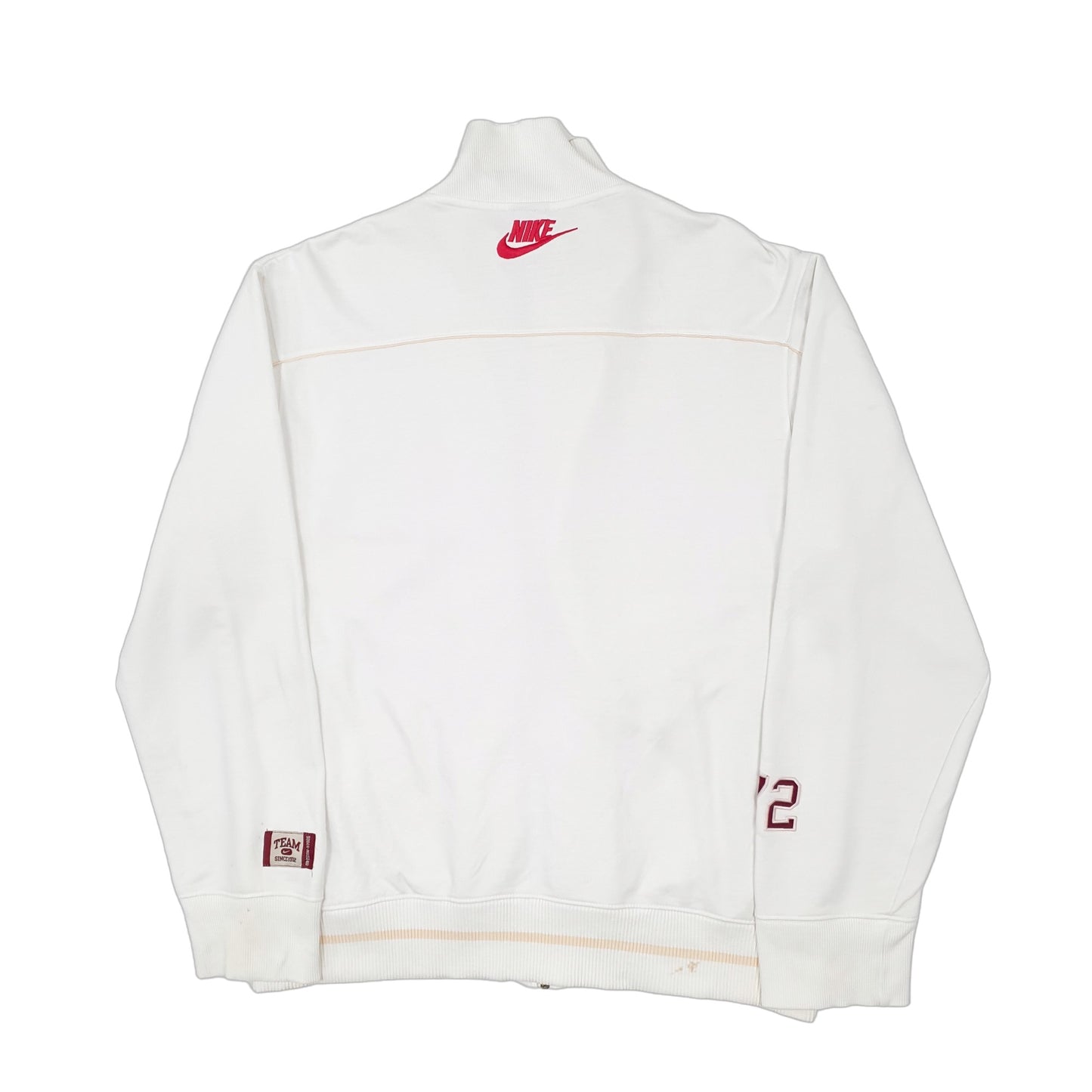 Mens White Nike Vintage 2000s Y2K Spellout Full Zip Jumper